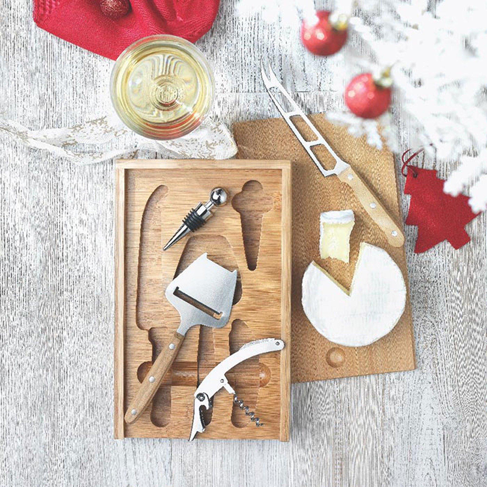Beige - Treat Republic - Bamboo Wine and Cheese Utensils Set - 1