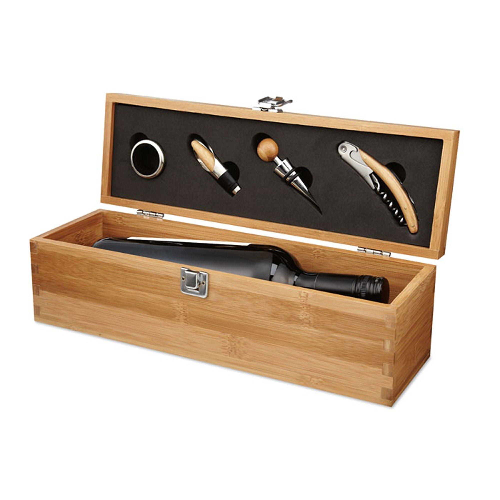 Beige - Treat Republic - Luxury Wine Set in Bamboo Gift Box - 2