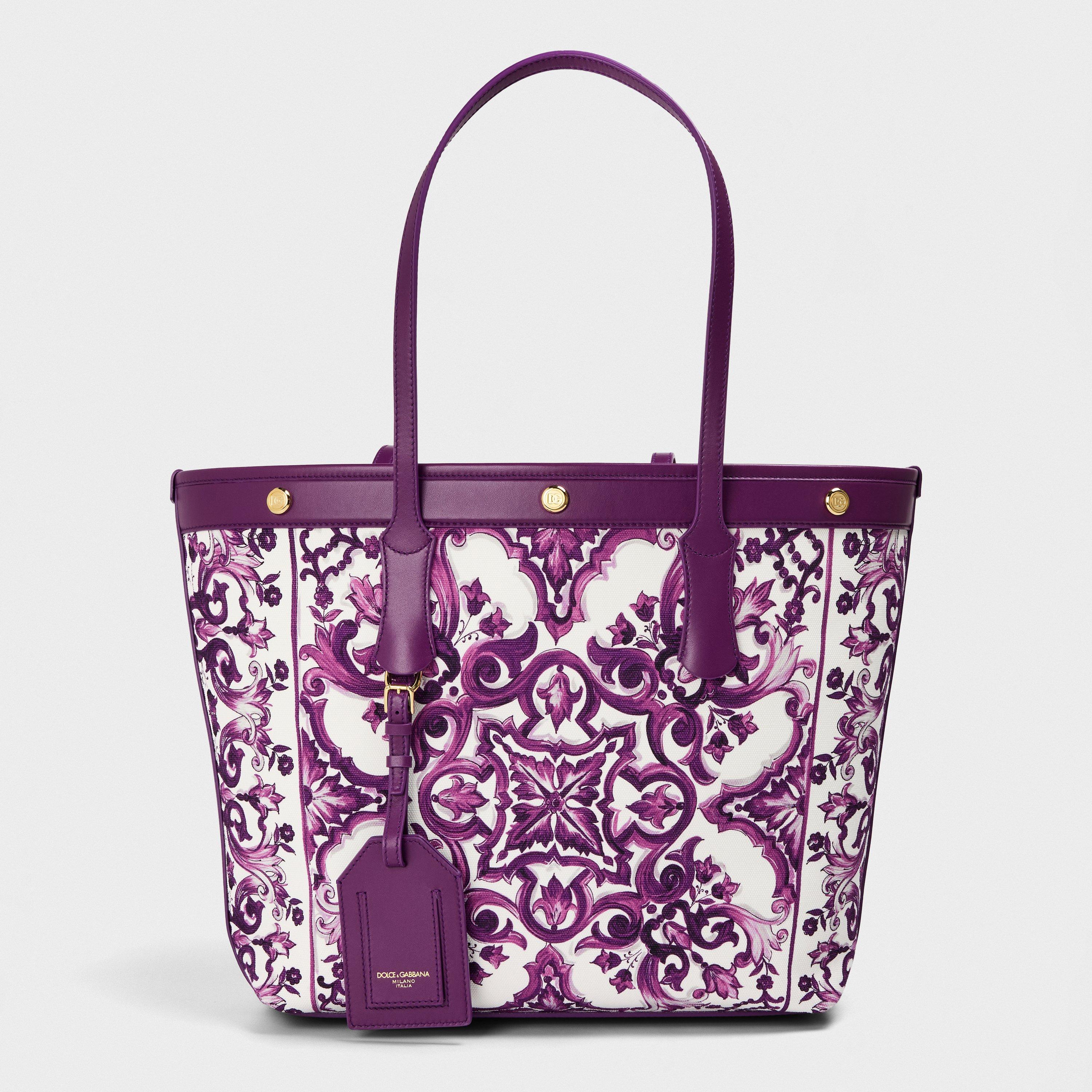 Dolce and Gabbana Women's Maiolica Canvas Tote Bag | Cruise Fashion