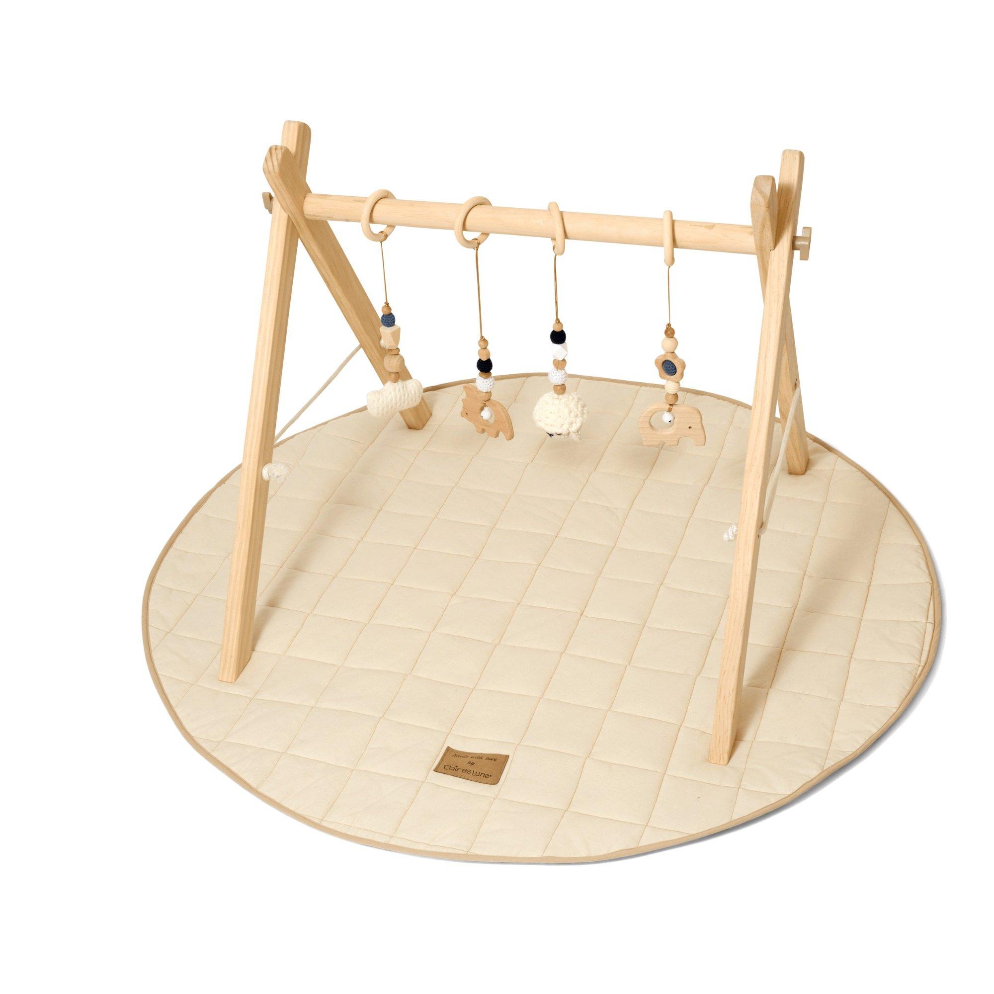Cream - Clair De Lune - Organic Play Mat & Wooden Play Gym Set - 2
