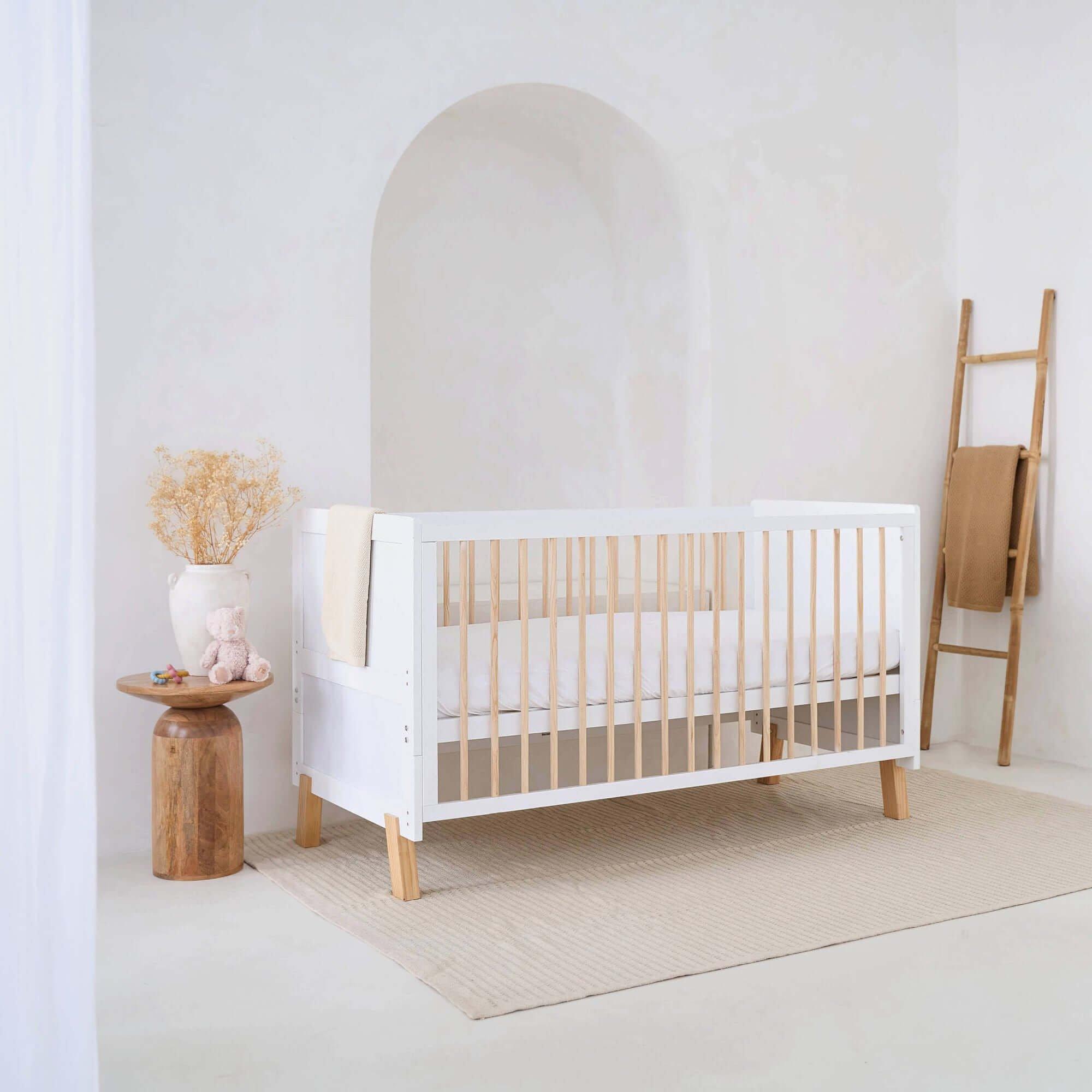 White - Clair De Lune - Essentials Cot Bed Fibre Mattress & Top Changer - 1