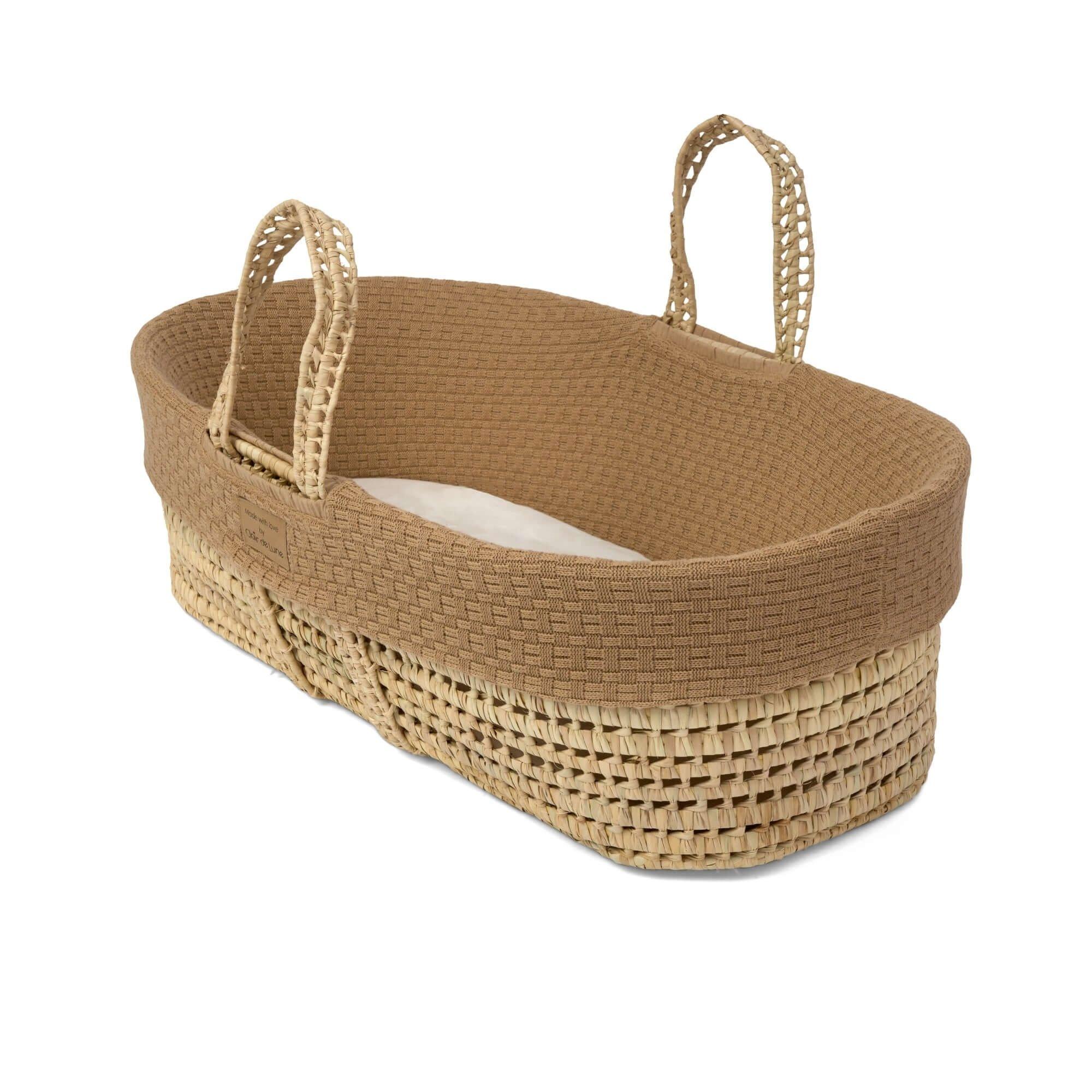 Biscuit - Clair De Lune - Organic Knitted Palm Moses Basket with Stand - 5