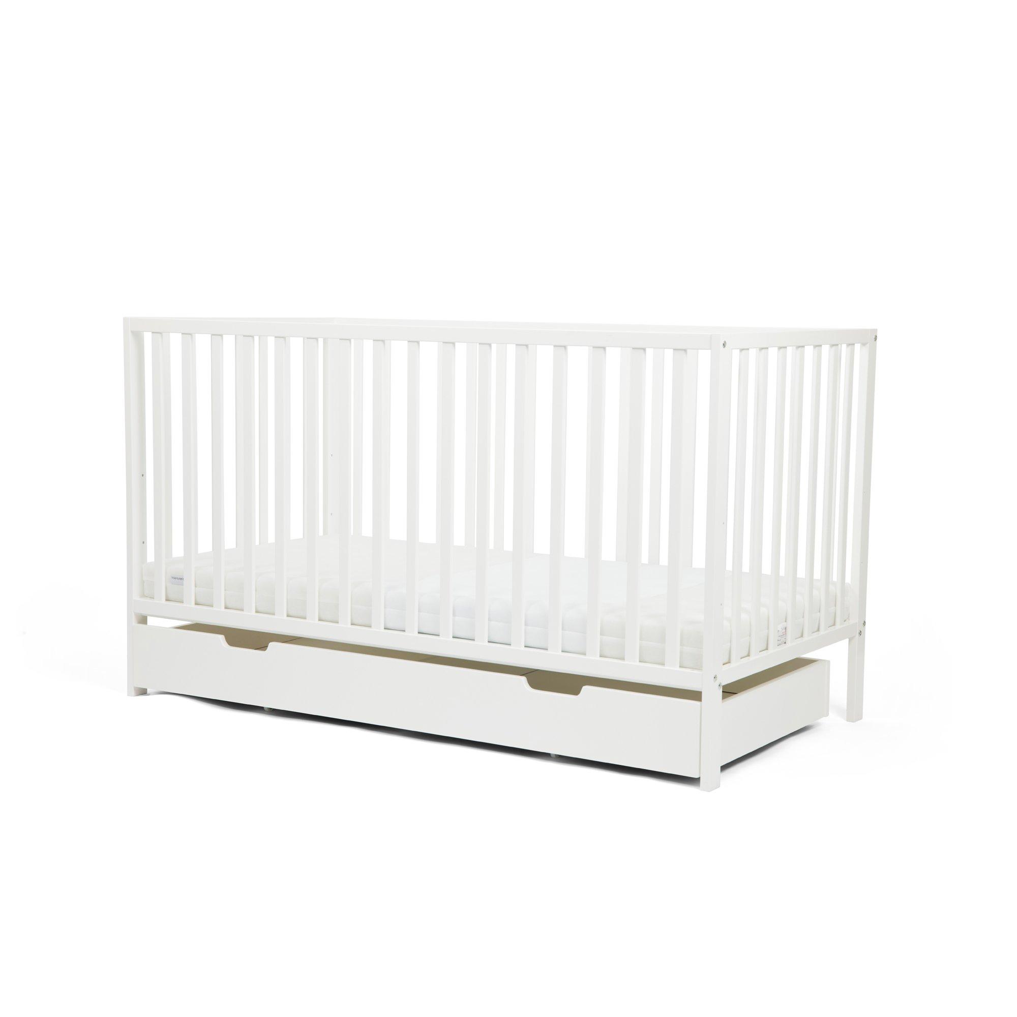 White - Ickle Bubba - Hartley Classic Cot Under Drawer and All Seasons - 1