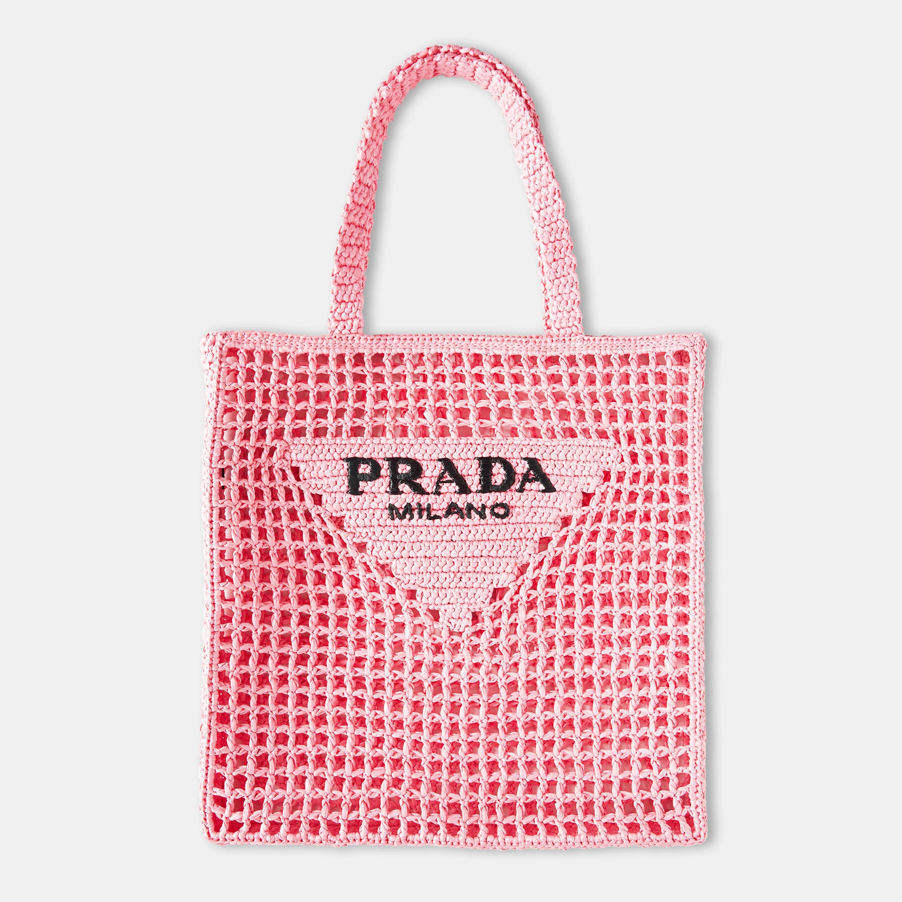 Petalo F0442 - Prada - Women'S Open Weave Raffia Logo Shopping Bag - 1