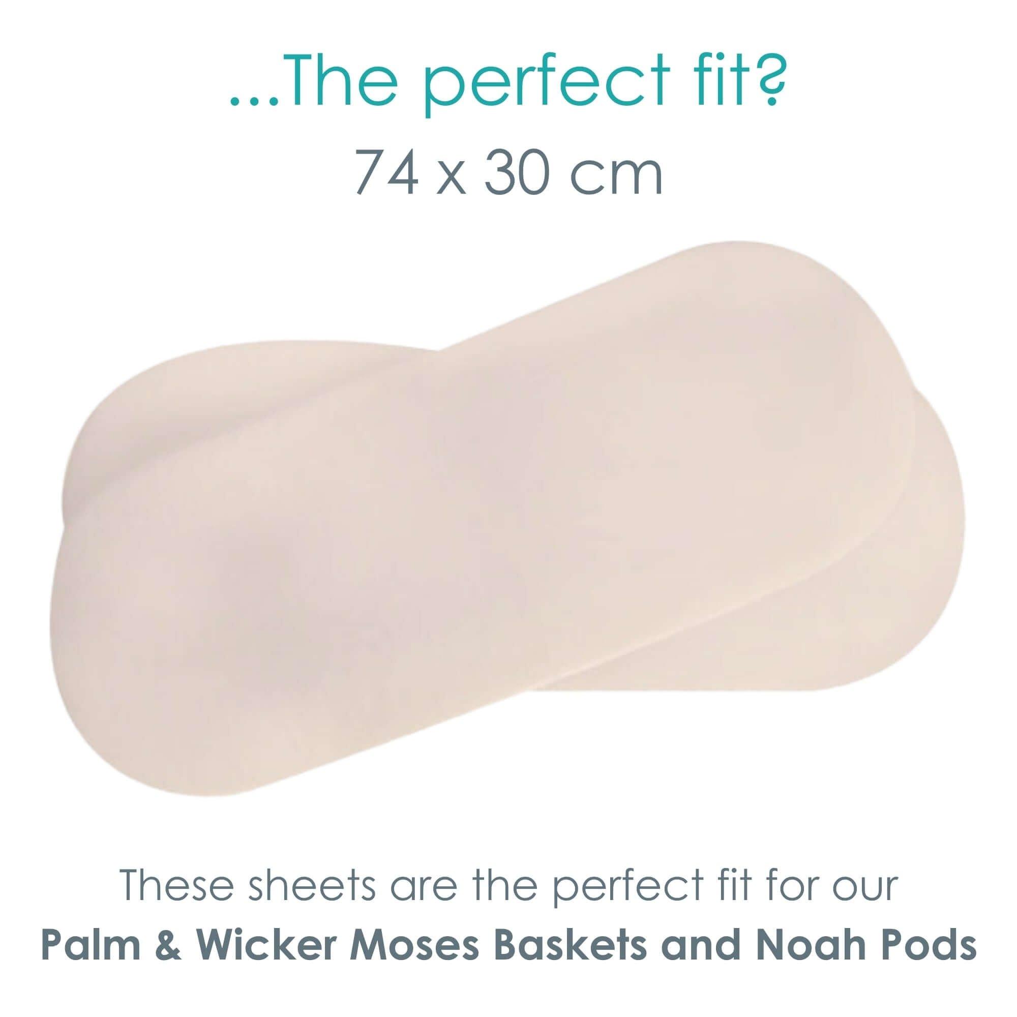 Cream - Clair De Lune - 2 Pack Organic Moses Basket Sheets - 74 x 30 cm - 4