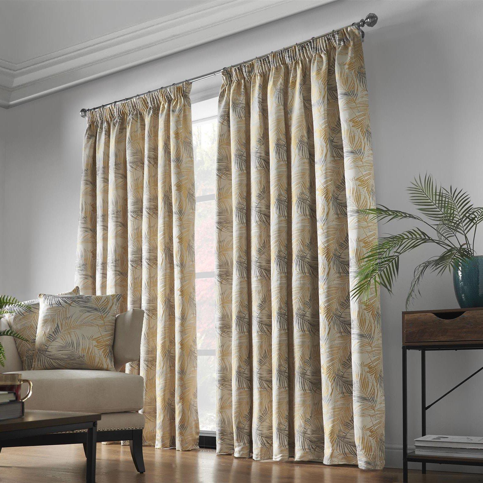 Ochre - Alan Symonds - Fiji Lined Pencil Pleat Curtains - 1