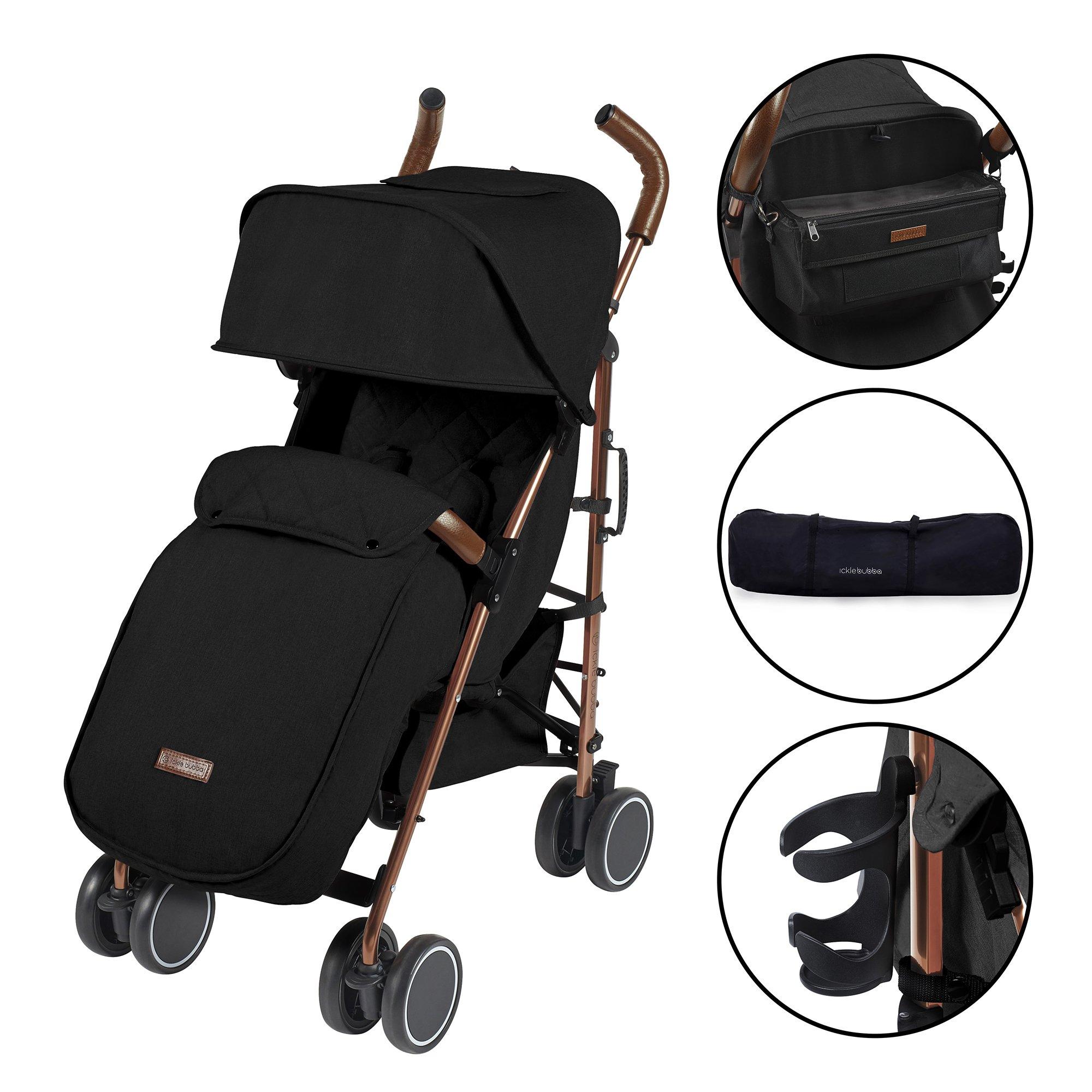Ickle Bubba  Newborn Discovery Stroller - Prime - Rose Gold/Black - one