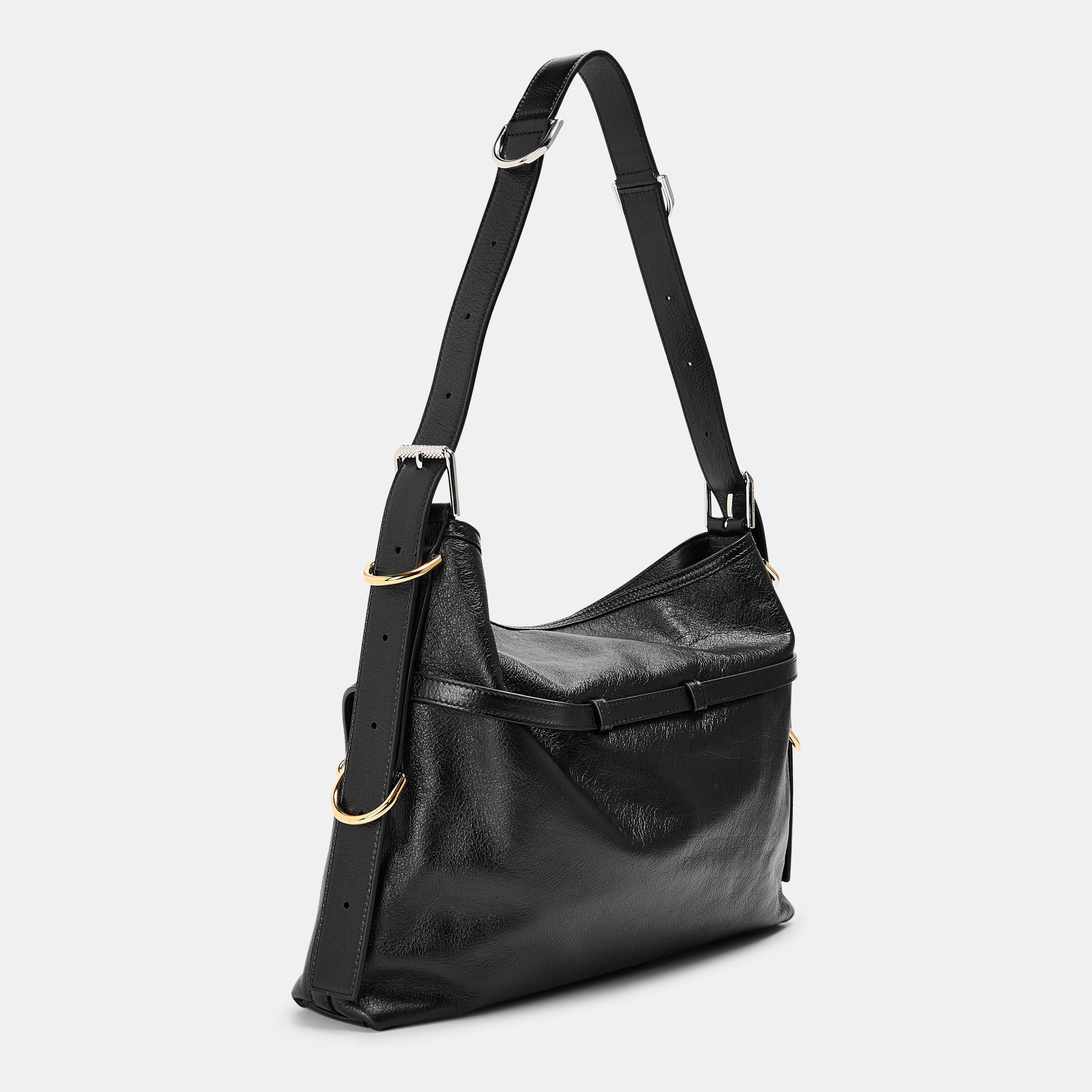 Black - GIVENCHY - Women'S Voyou Calfskin Leather Medium Hobo Bag - 2