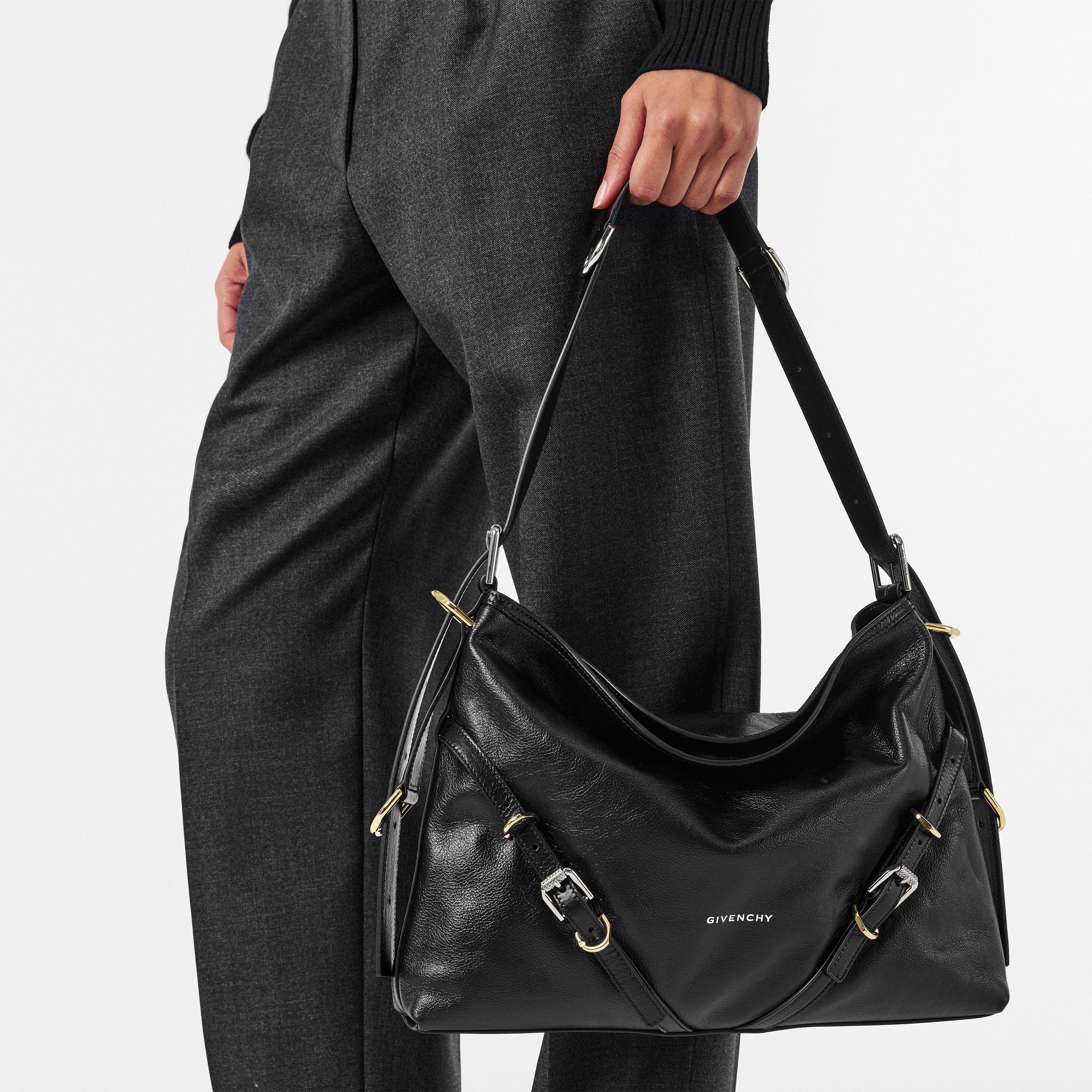 Black - GIVENCHY - Women'S Voyou Calfskin Leather Medium Hobo Bag - 3