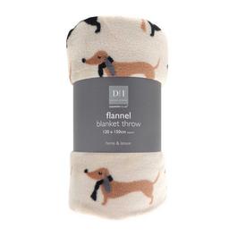 Country Club Blanket Throw Dachshund Soft Flannel  120x150cm