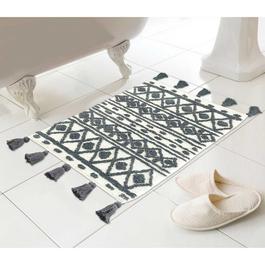 Country Club Bath Mat Geo Tassel 100% Cotton 46x76cm - Grey
