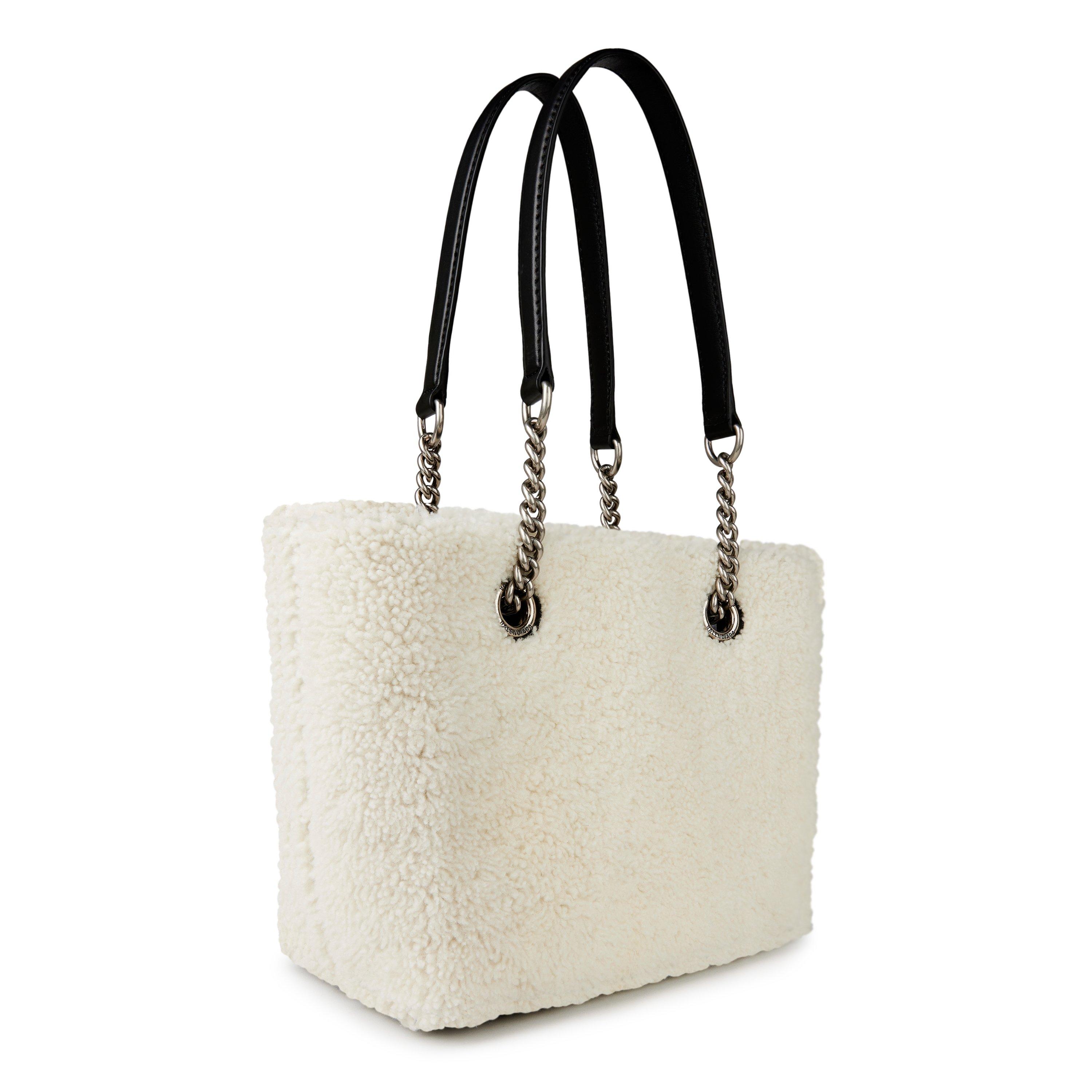 Natural - Balenciaga - Shearling Duty-Free Tote Bag - 6