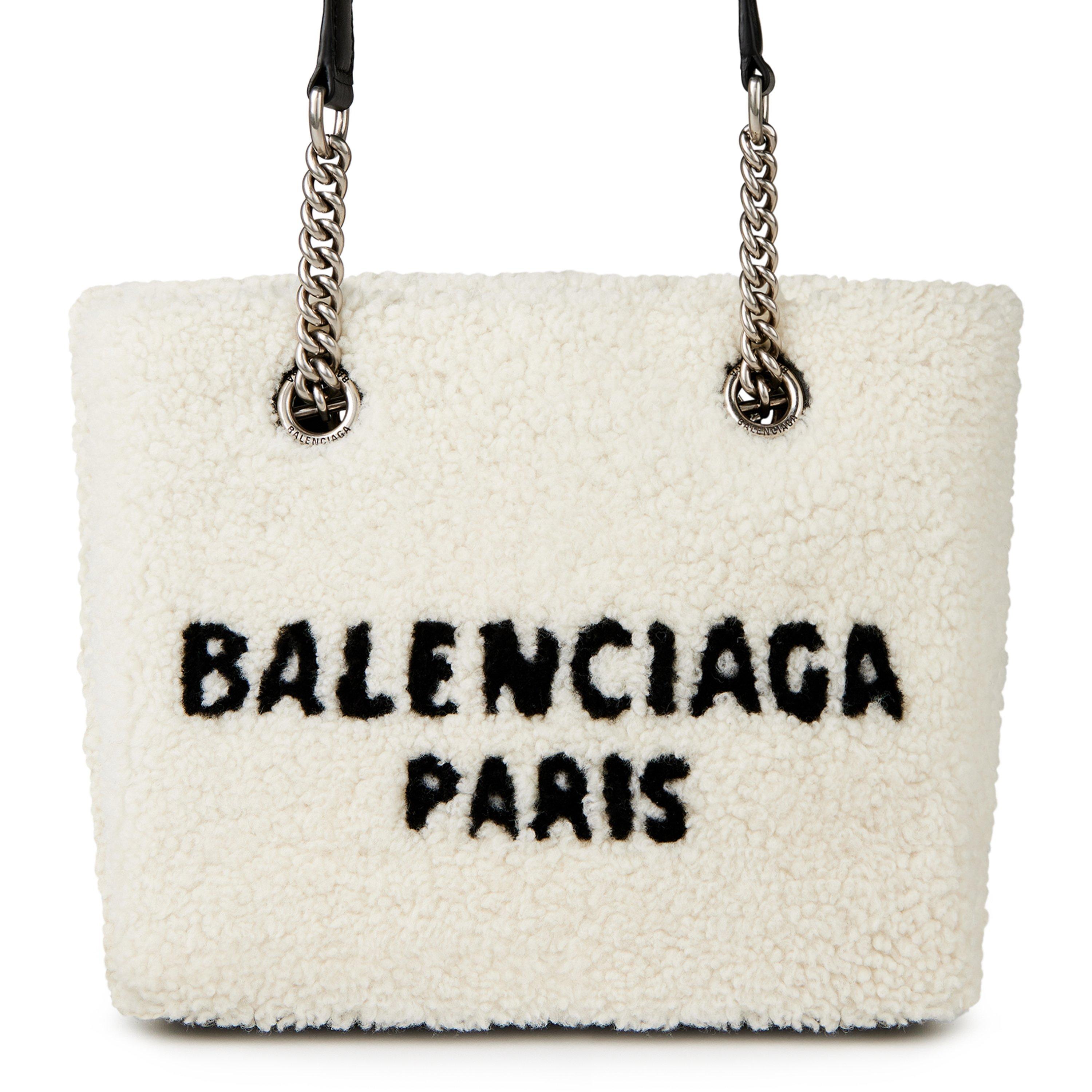 Natural - Balenciaga - Shearling Duty-Free Tote Bag - 4