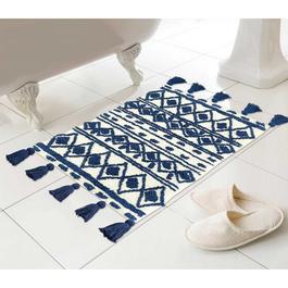 Country Club Bath Mat Geo Tassel  100% Cotton 46x76cm - Blue