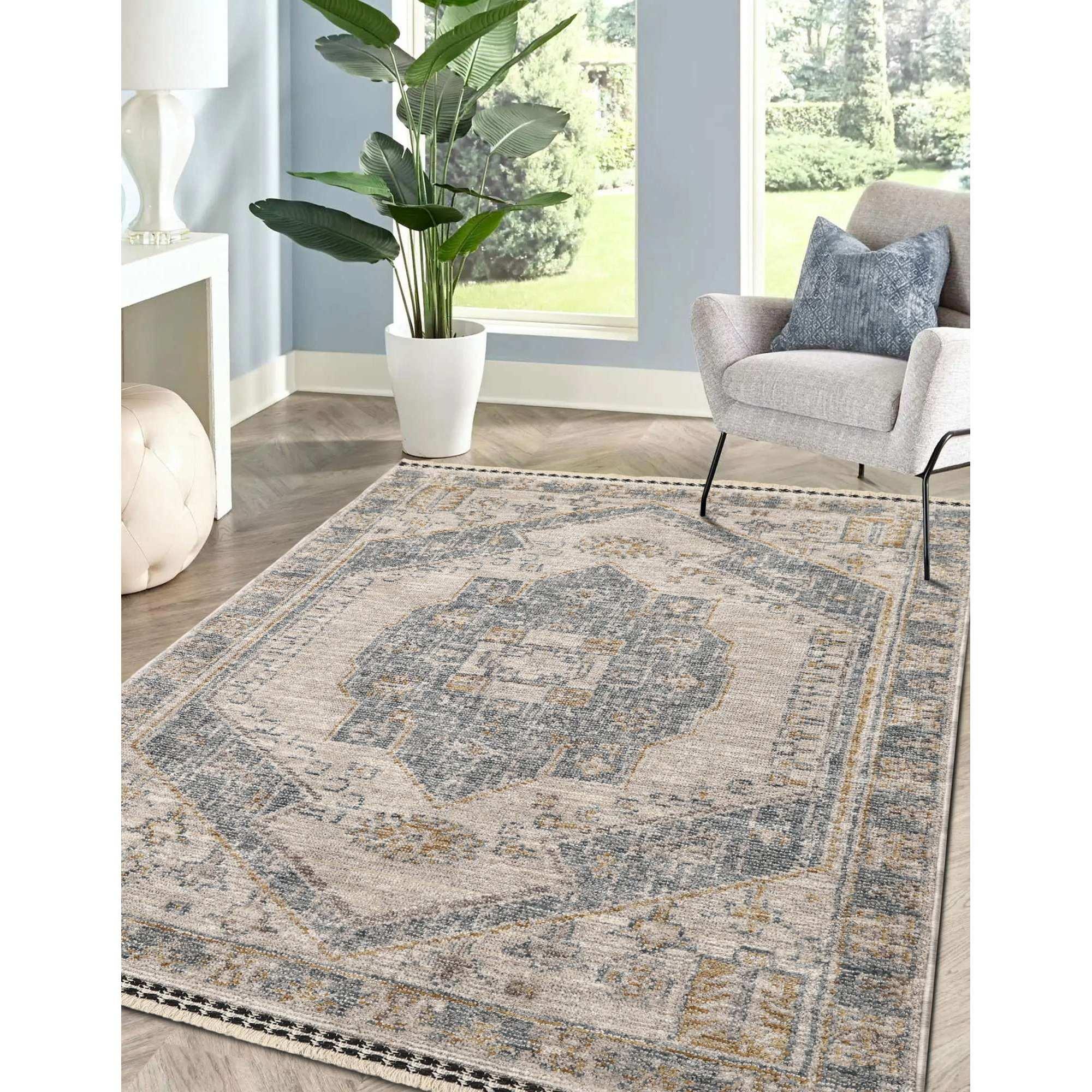 Blue - Homemaker - Mateo Medallion Rug Blue - 1