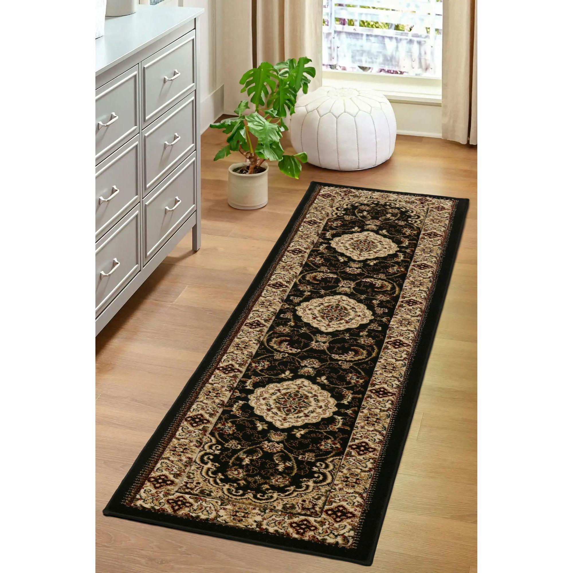 Black - Homemaker - Victoria Traditional Runner Black - 1