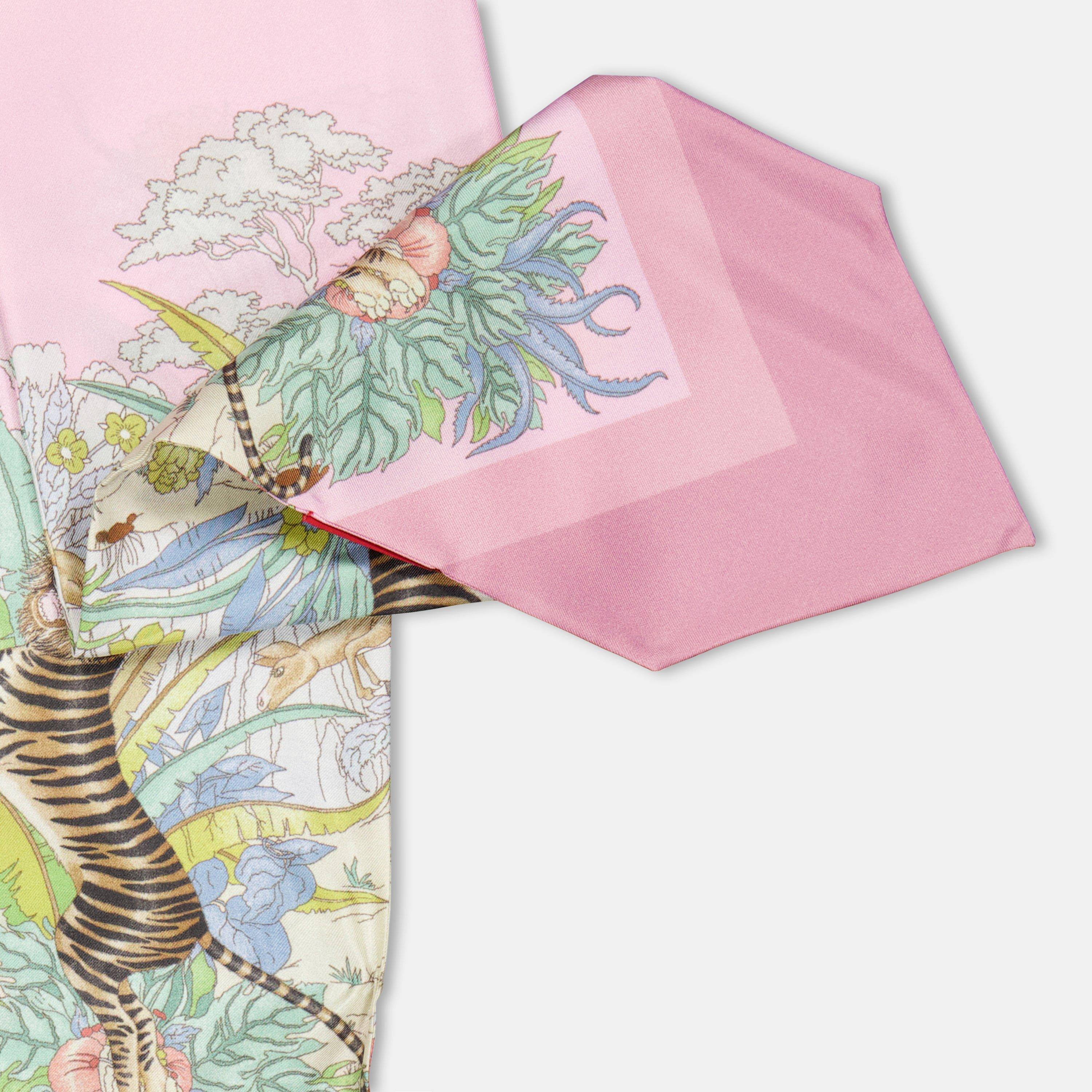 Ivory/Pink - Gucci - Women's Silk Scarf - 2