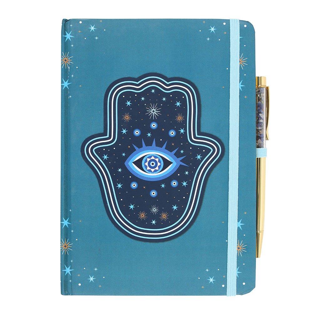 Blue - Something Different - Hand of Hamsa A5 Notebook with Crystal Chip Pen - 2