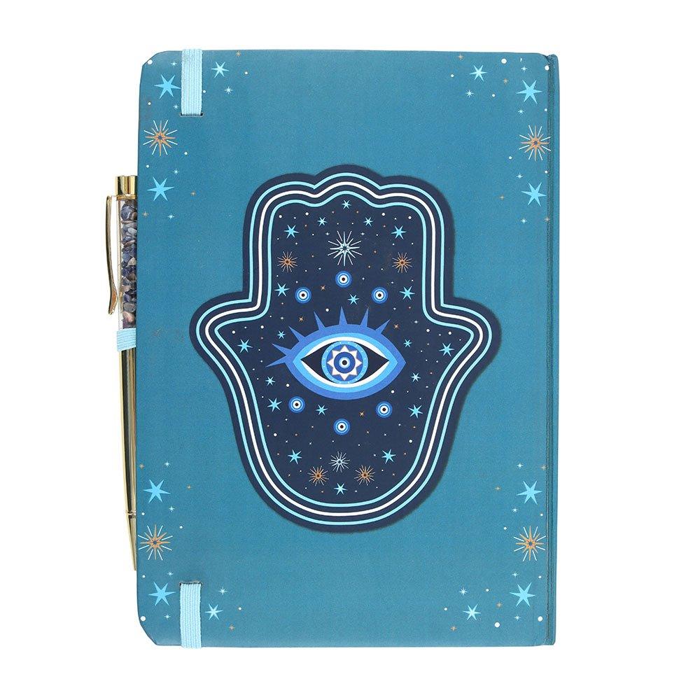 Blue - Something Different - Hand of Hamsa A5 Notebook with Crystal Chip Pen - 3