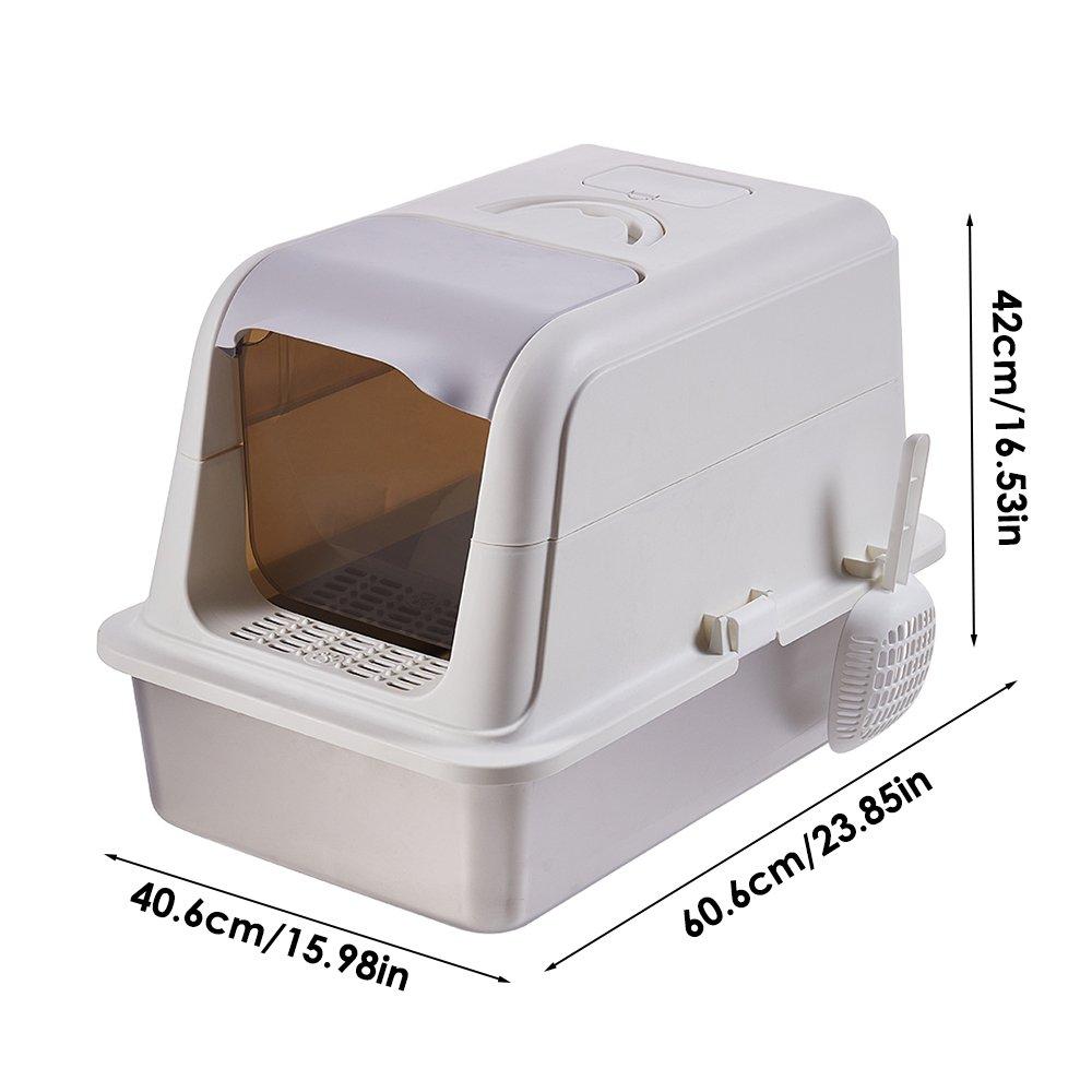 White And Grey - KIDKID PET - Enclosed Cat Litter Box - 3