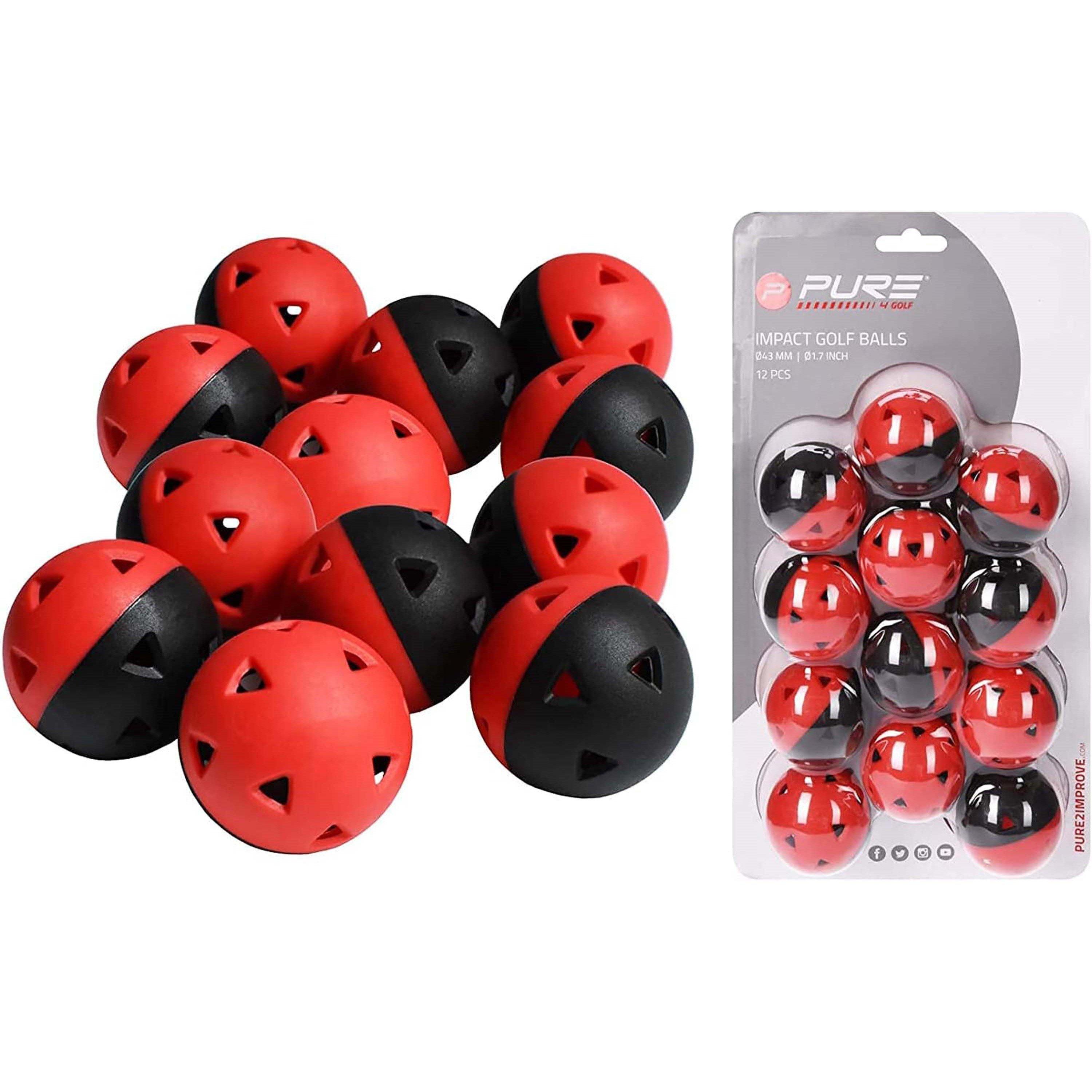 Red/Black - Pure2Improve - Pure2Improve Golf Impact Balls (Set of 12) - 1
