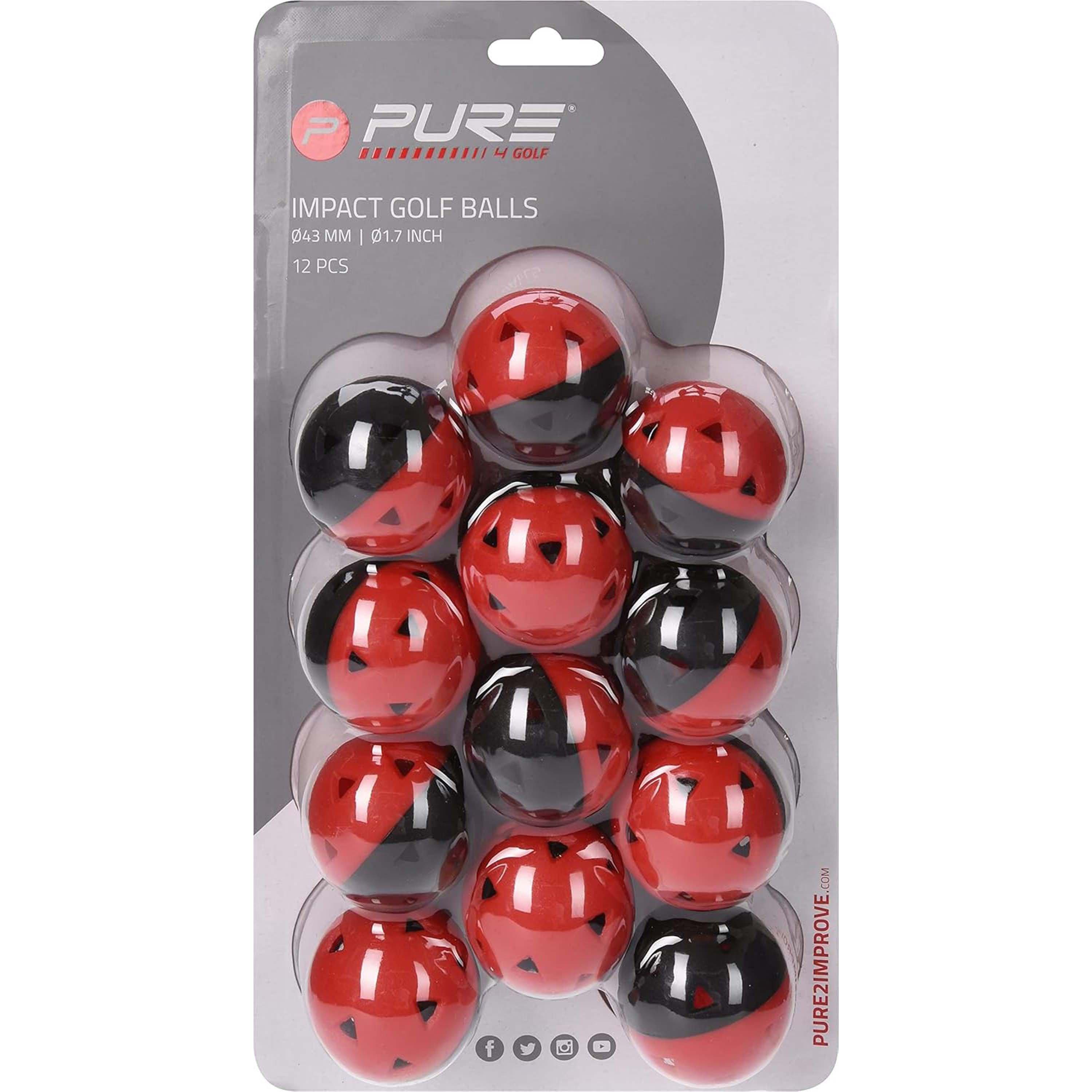 Red/Black - Pure2Improve - Pure2Improve Golf Impact Balls (Set of 12) - 5