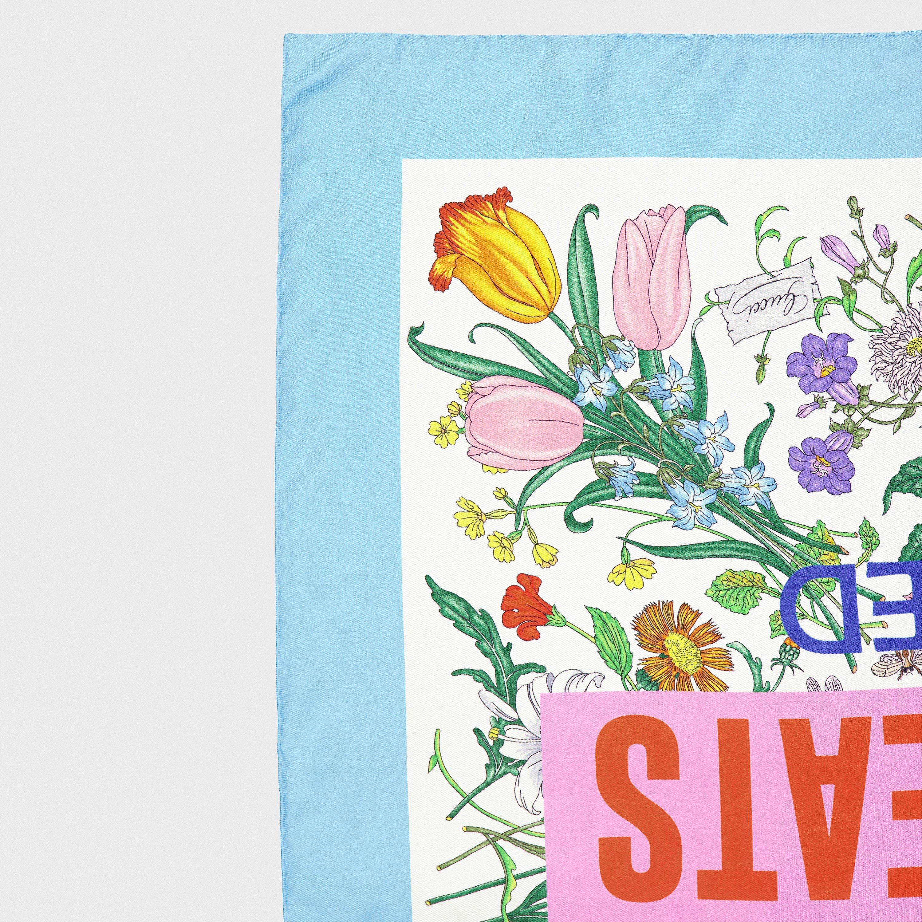 Ivory/Sky Blue - Gucci - Women's Silk Scarves - 2