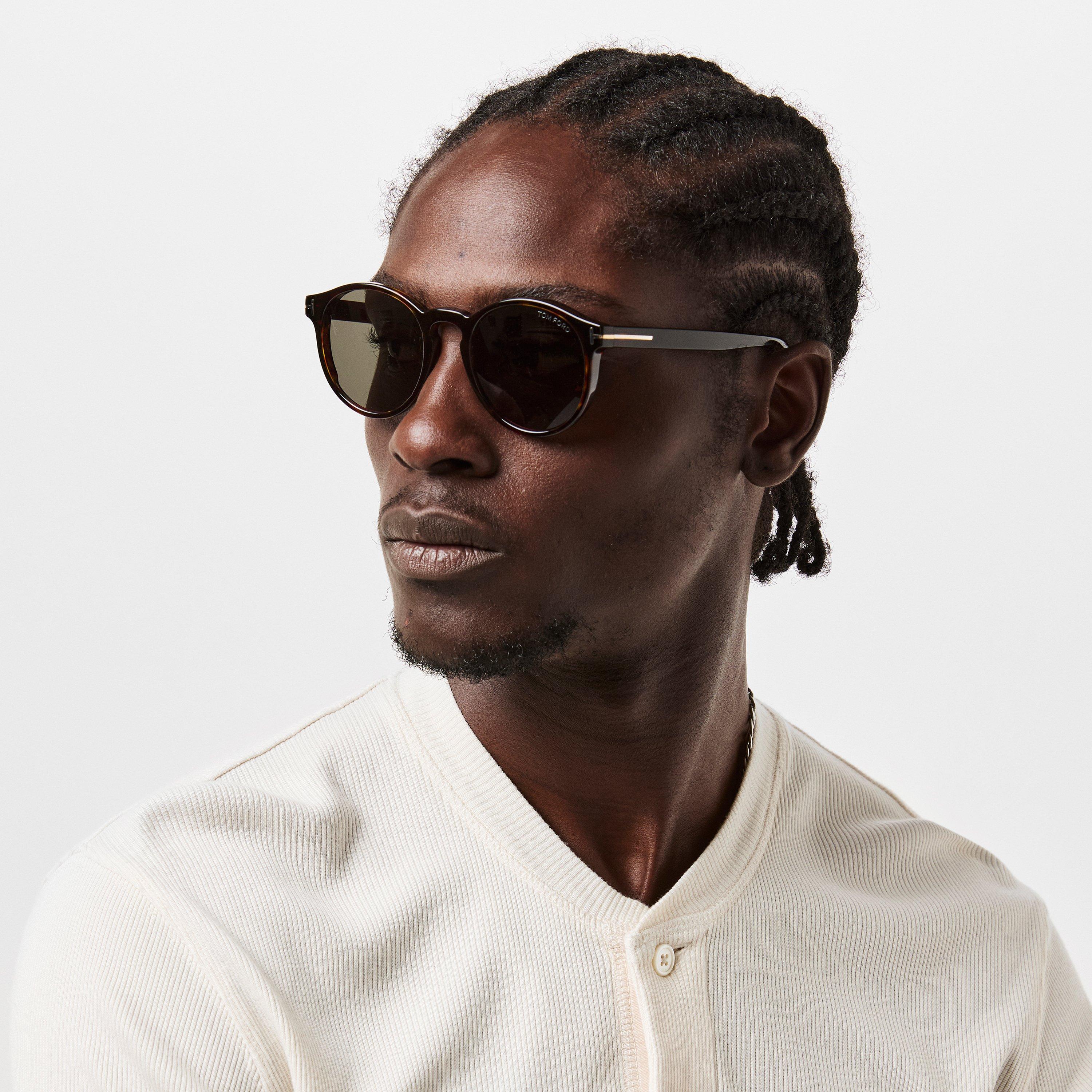 Dark Havana - Tom Ford - Men's Round Sunglasses - 3