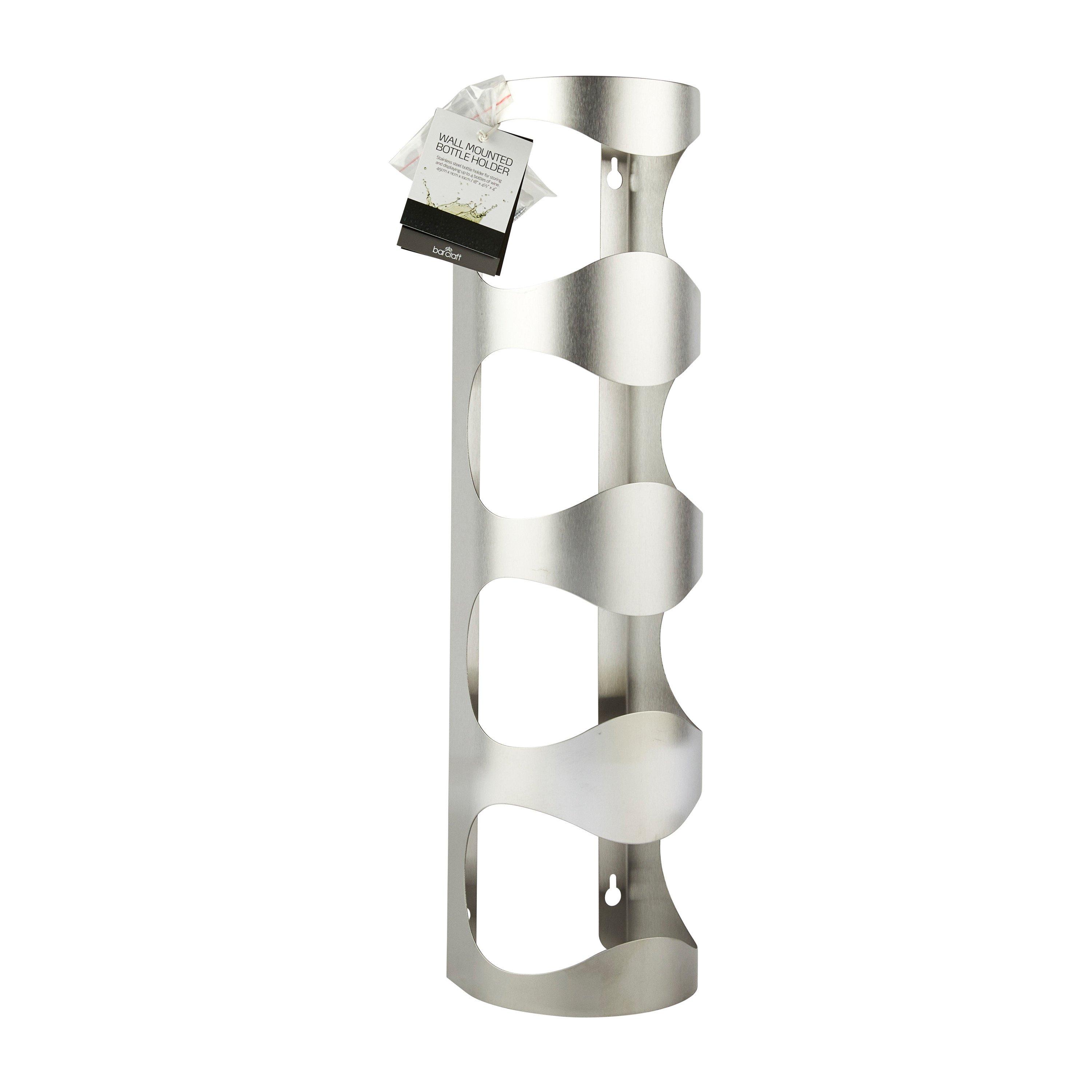 Barcraft  Stainless Steel Wall Mounted Wine Rack, 1 - Silver - 45x9.5x10