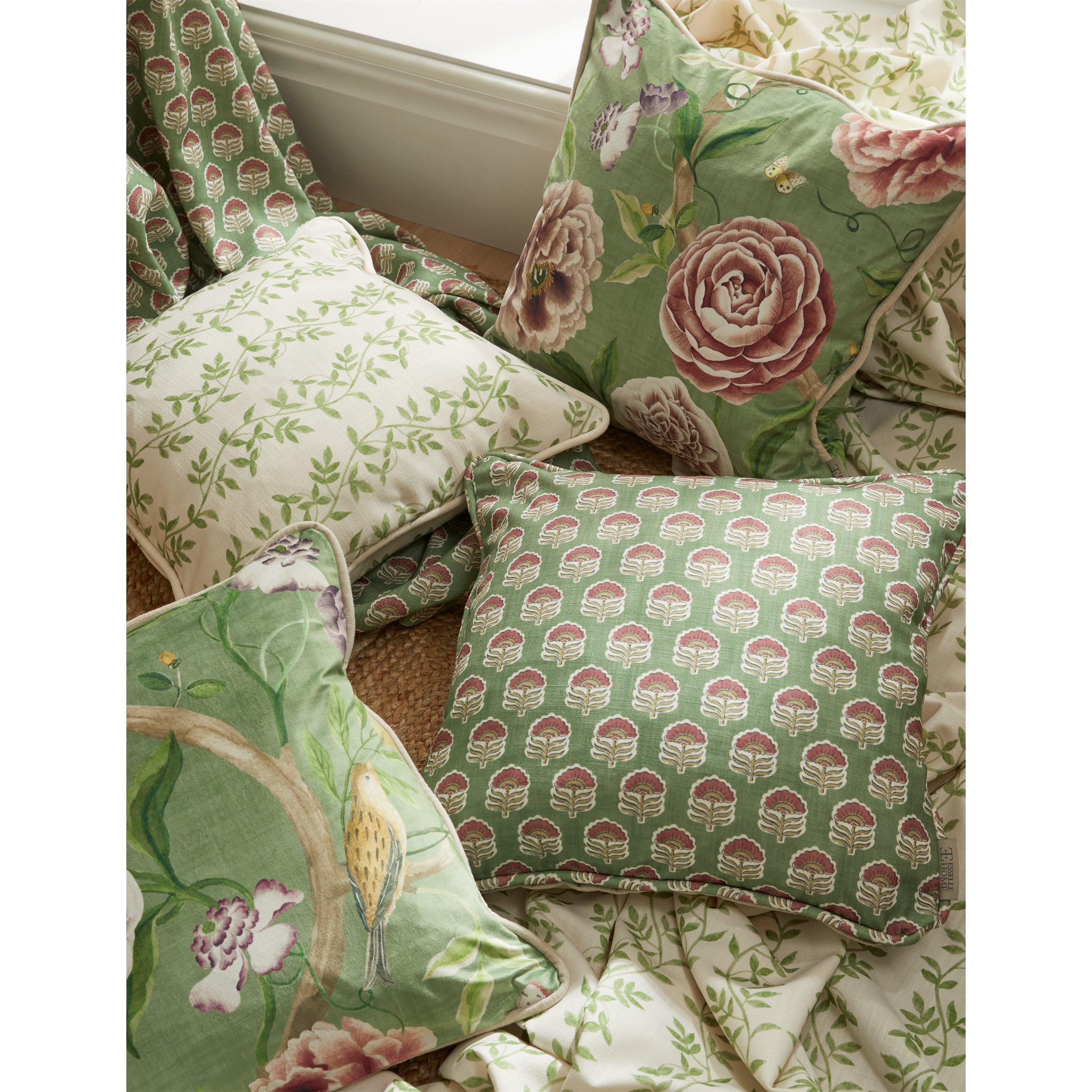 Green - Esselle - Chinoiserie Garden Spring Green Cushion - 5