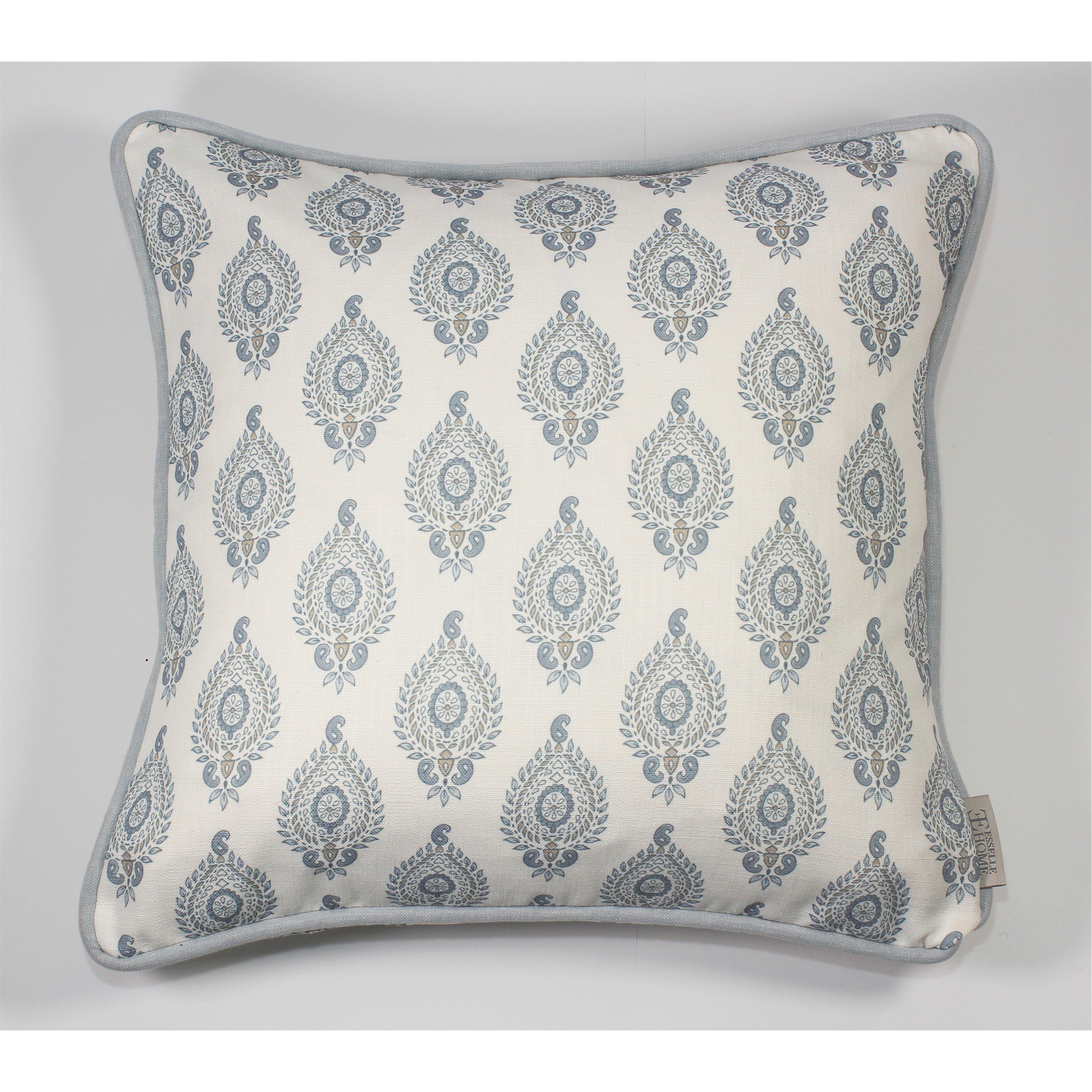 Blue - Esselle - Naya Motif Blue/Taupe Cushion - 1