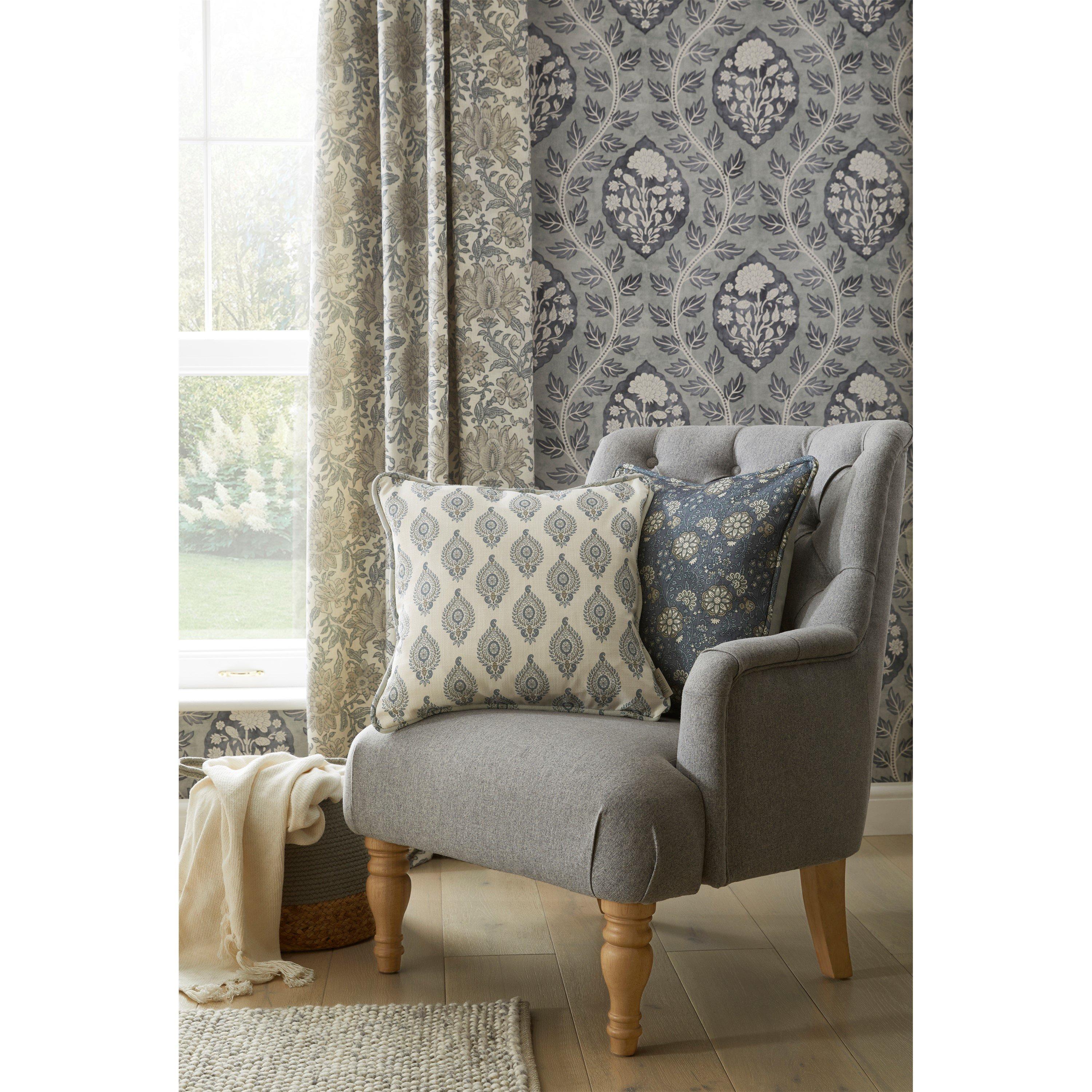 Blue - Esselle - Naya Motif Blue/Taupe Cushion - 3