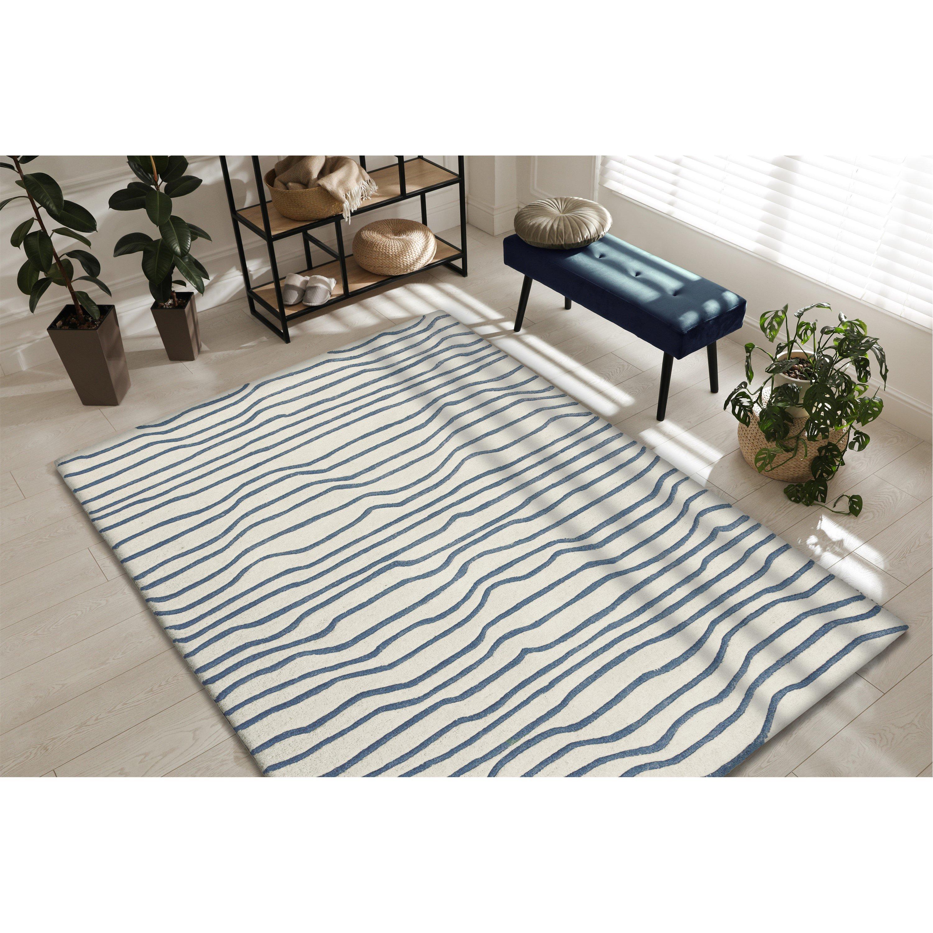 Blue - Esselle - Aura Dune Natural / Blue 120 x 170cm Rug - 5