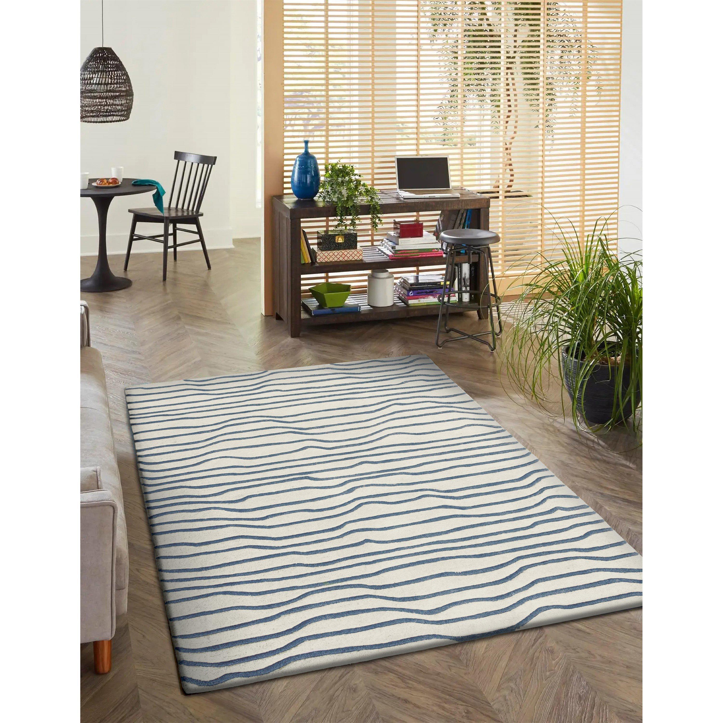 Blue - Esselle - Aura Dune Natural / Blue 120 x 170cm Rug - 6