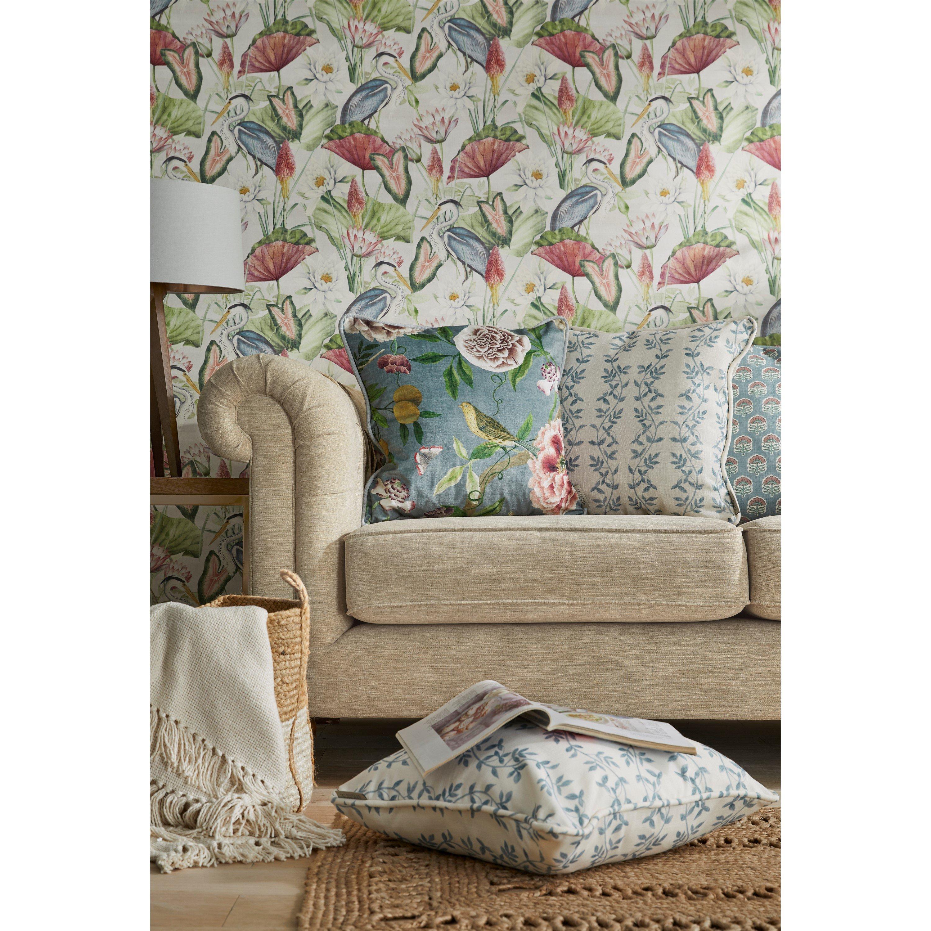 Blue - Esselle - Botanic Vines Slate Blue Cushion - 3