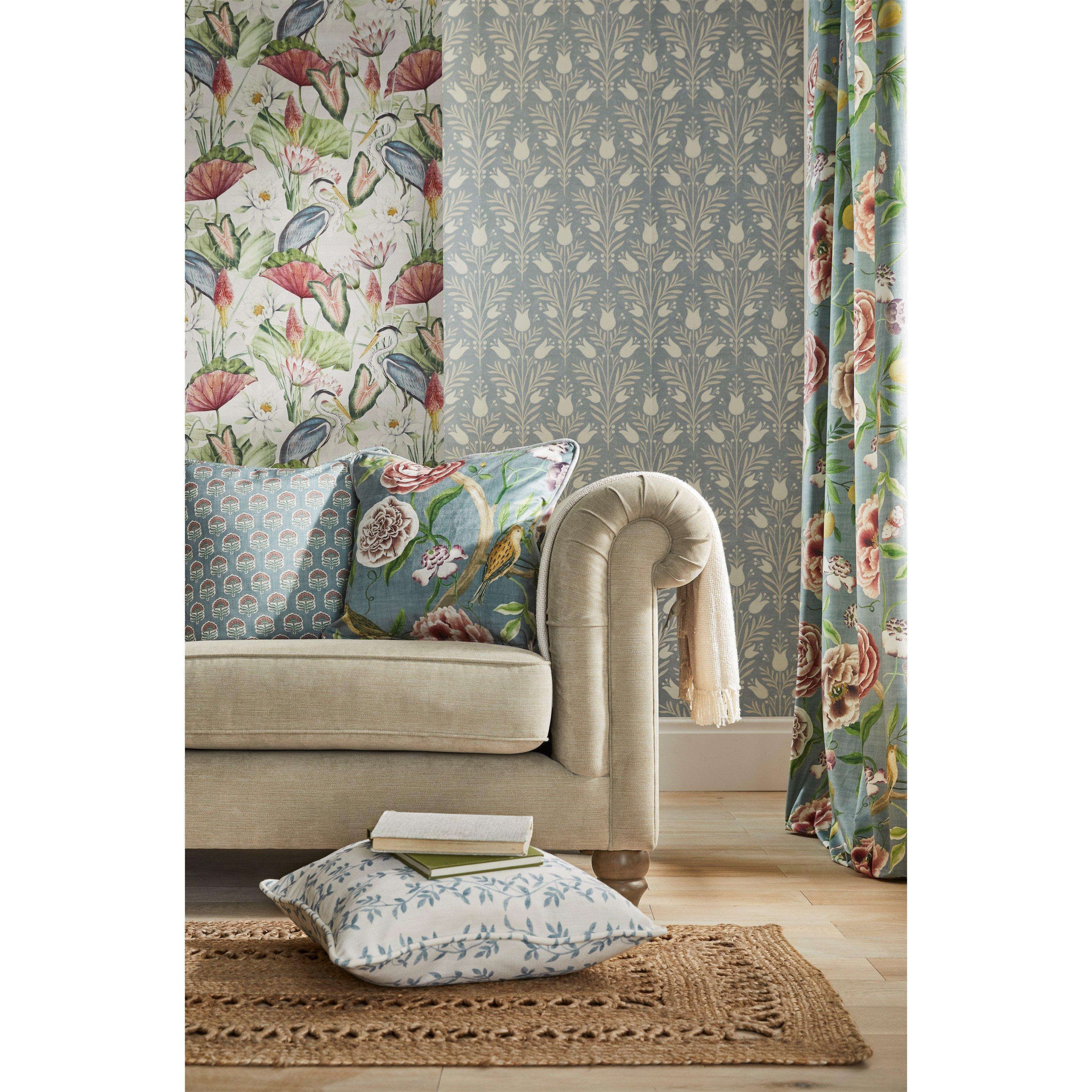 Blue - Esselle - Botanic Vines Slate Blue Cushion - 4