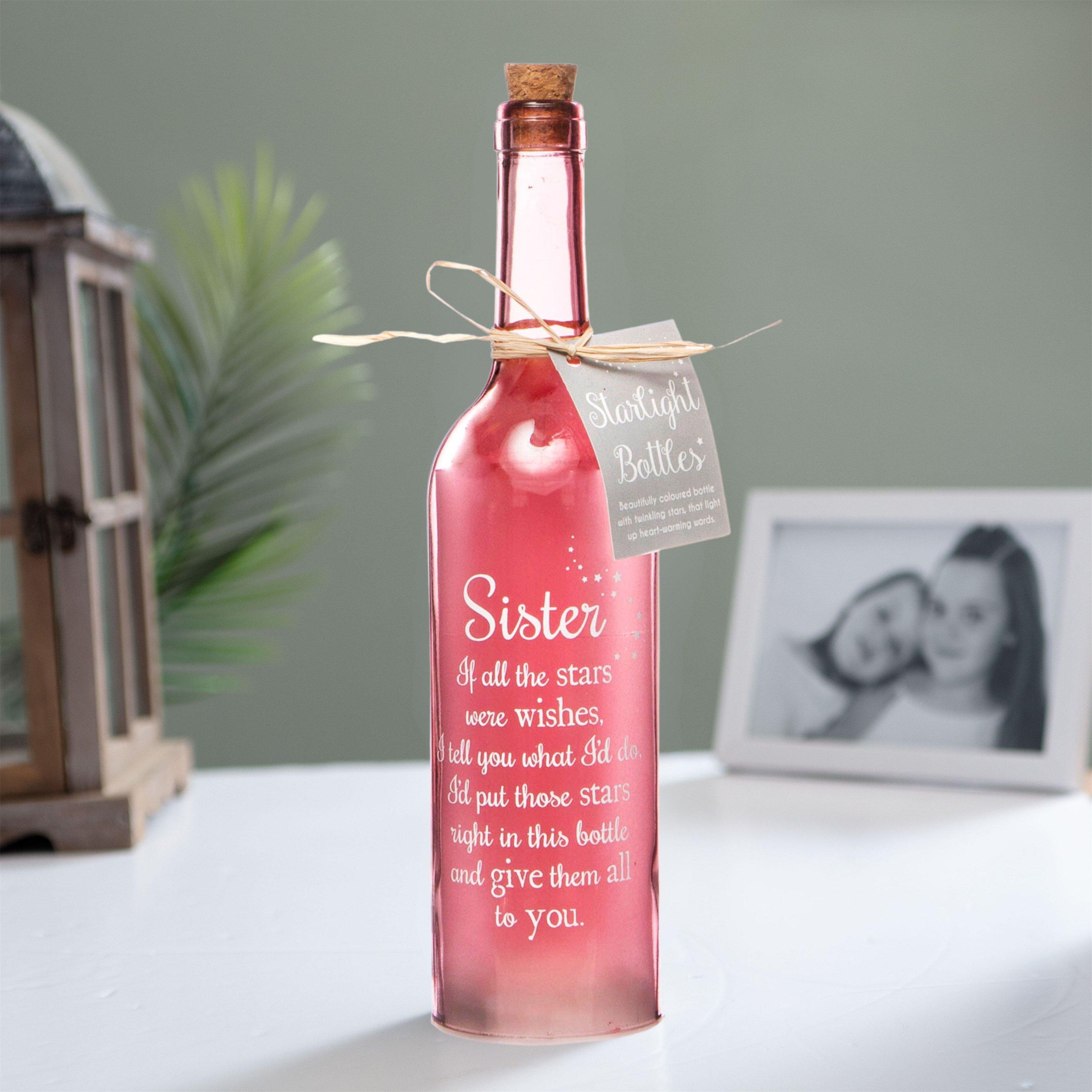Pink - Boxer Gifts - Light-Up LED Sister Glass Starlight Bottle Gift - 2