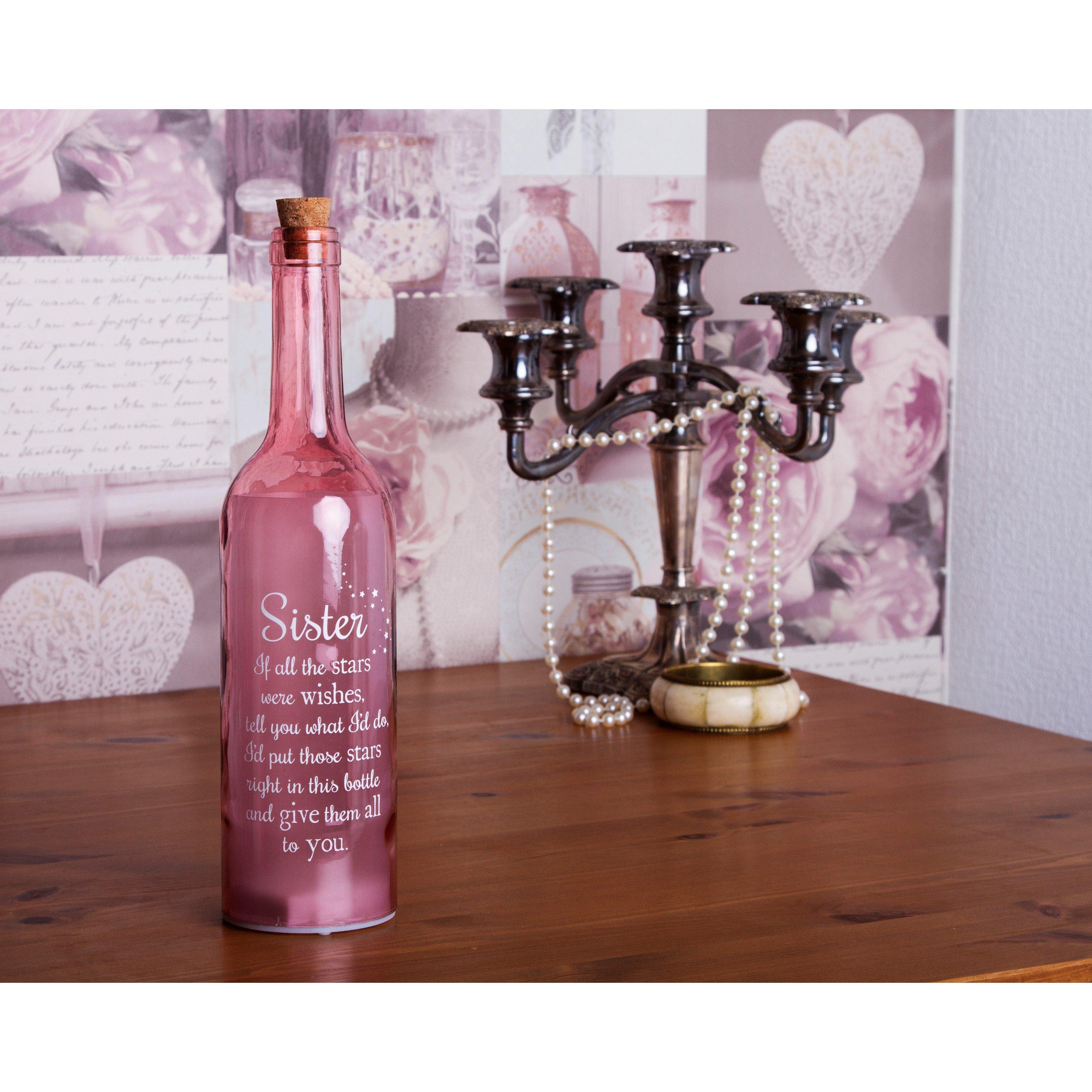 Pink - Boxer Gifts - Light-Up LED Sister Glass Starlight Bottle Gift - 4