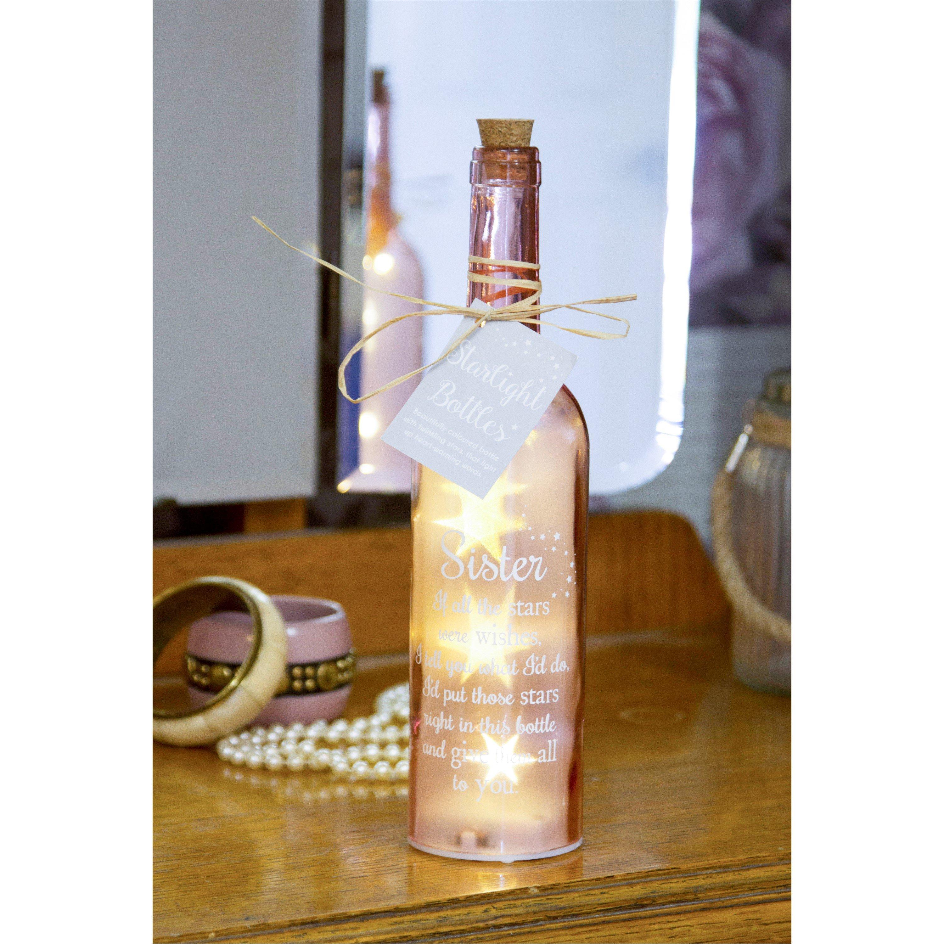 Pink - Boxer Gifts - Light-Up LED Sister Glass Starlight Bottle Gift - 5