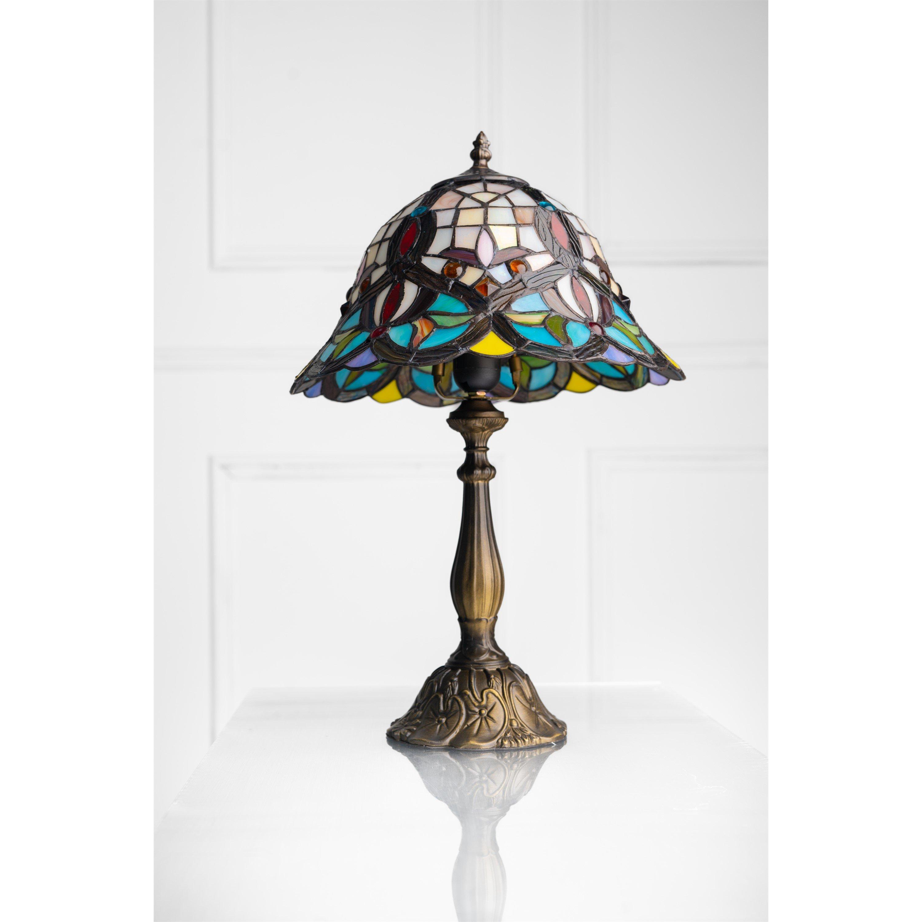 Antique Brass - K Living - Barking Antique Brass Tiffany Table Lamp - 2