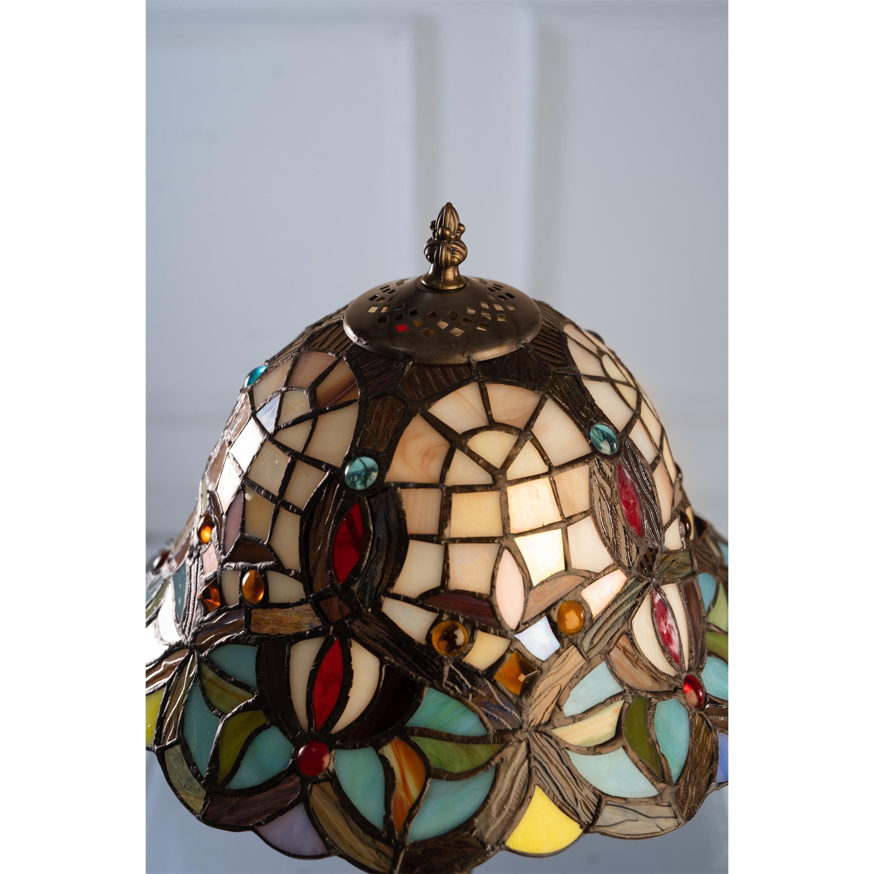 Antique Brass - K Living - Barking Antique Brass Tiffany Table Lamp - 3
