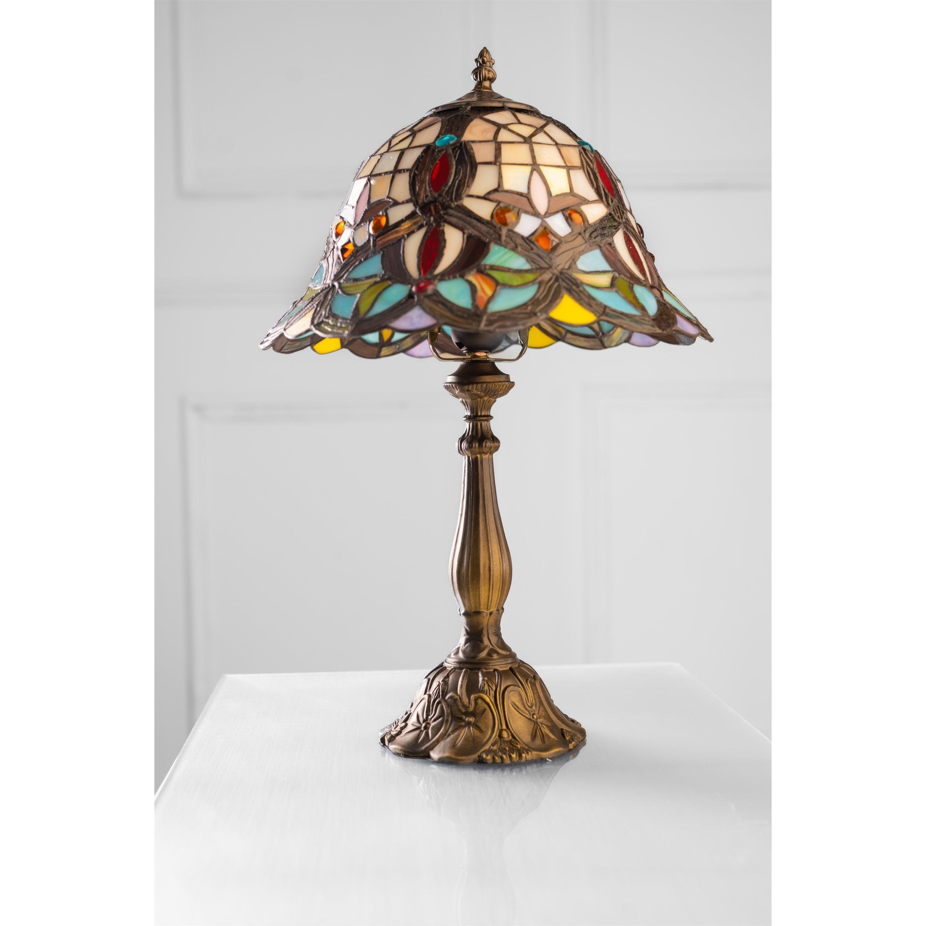 Antique Brass - K Living - Barking Antique Brass Tiffany Table Lamp - 4