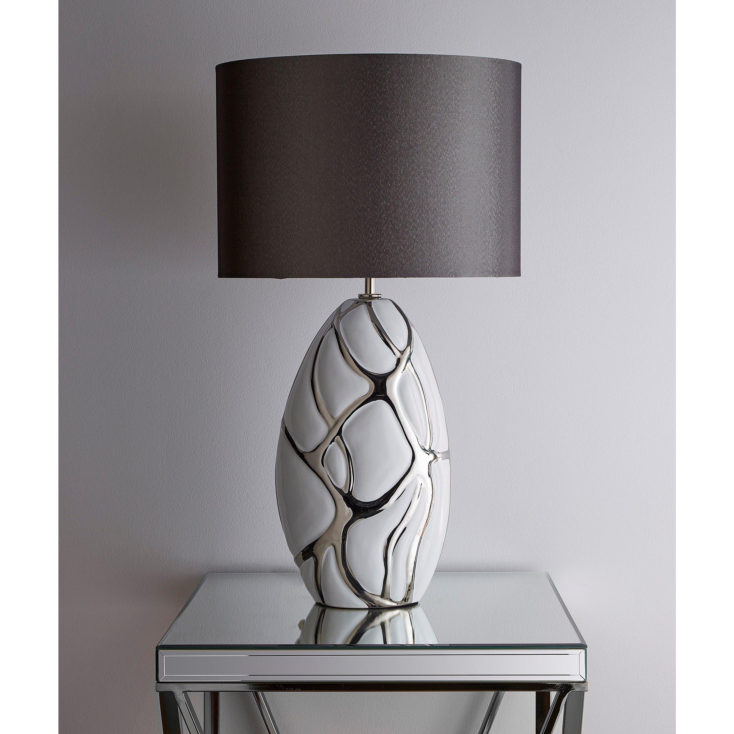 White - K Living - Tuvalu 63cm White Ceramic Table Lamp With Oval Gre - 1