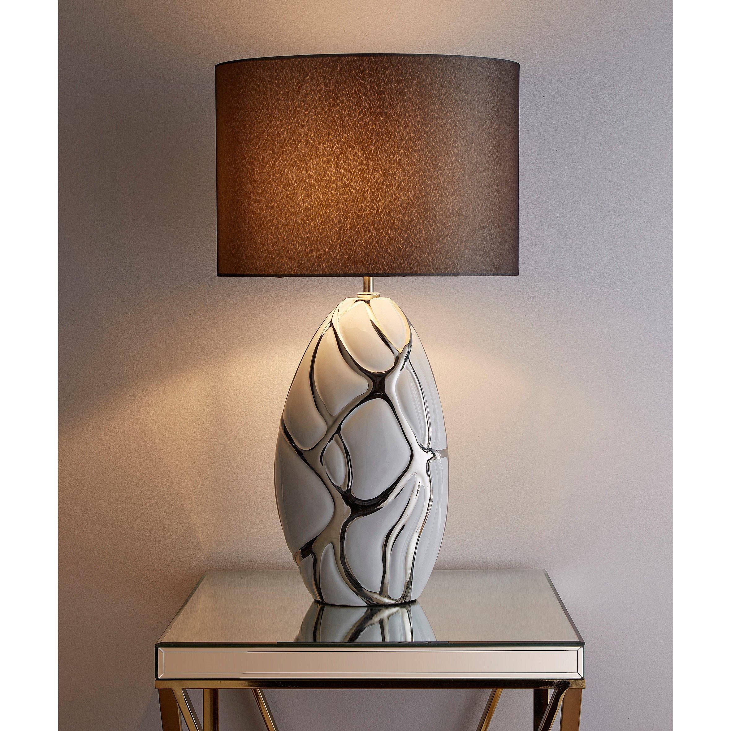 White - K Living - Tuvalu 63cm White Ceramic Table Lamp With Oval Gre - 3
