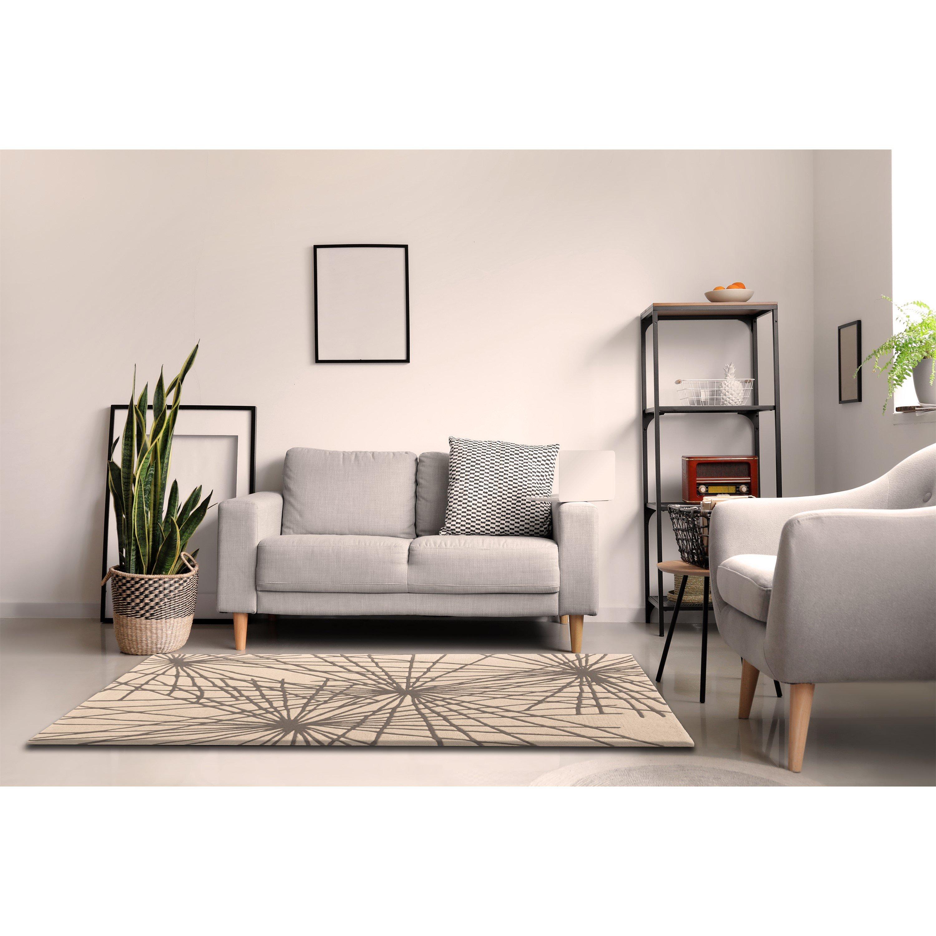 Charcoal - Esselle - Aura Starburst Natural / Charcoal 120 x 170cm Rug - 7