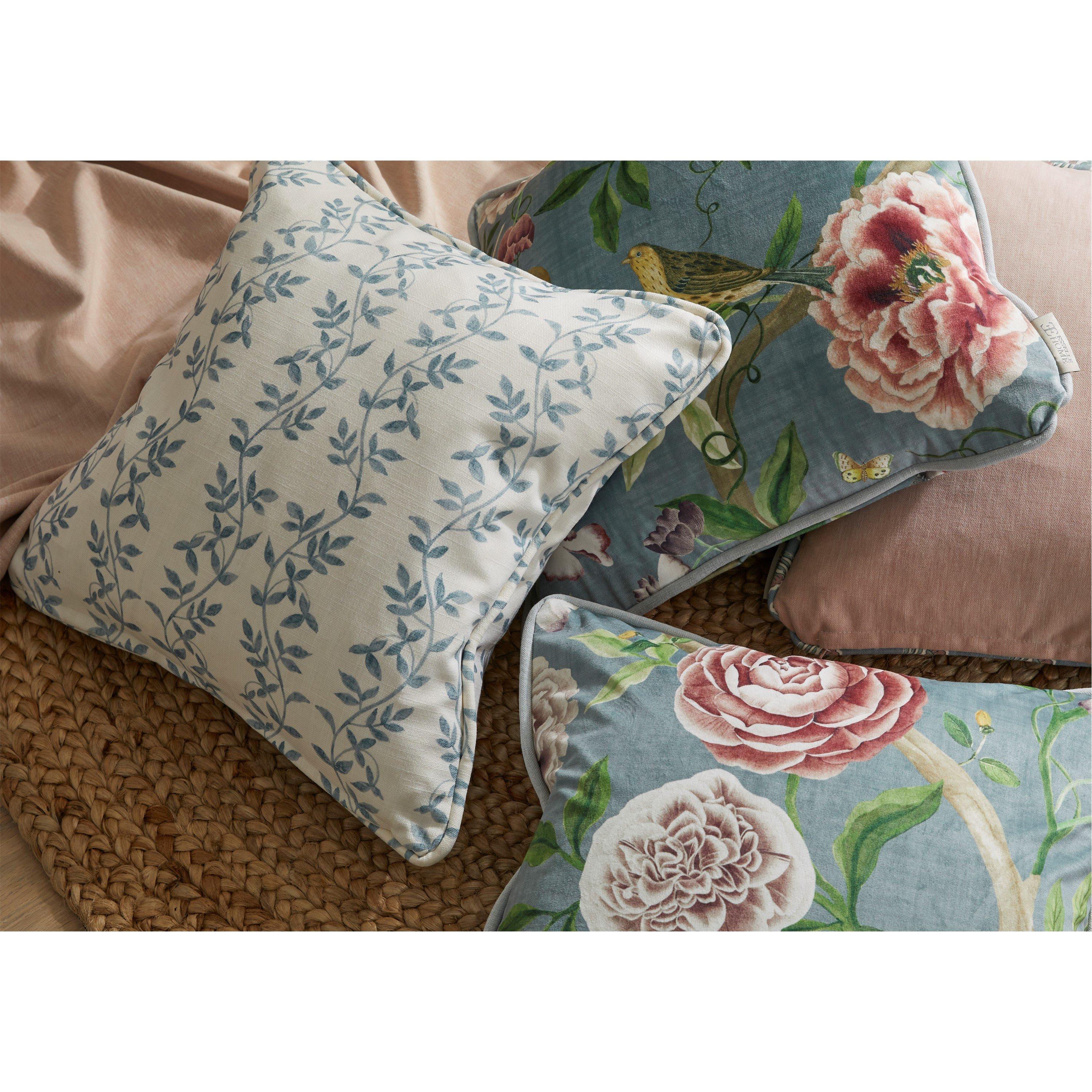 Blue - Esselle - Chinoiserie Garden Slate Blue Cushion - 6
