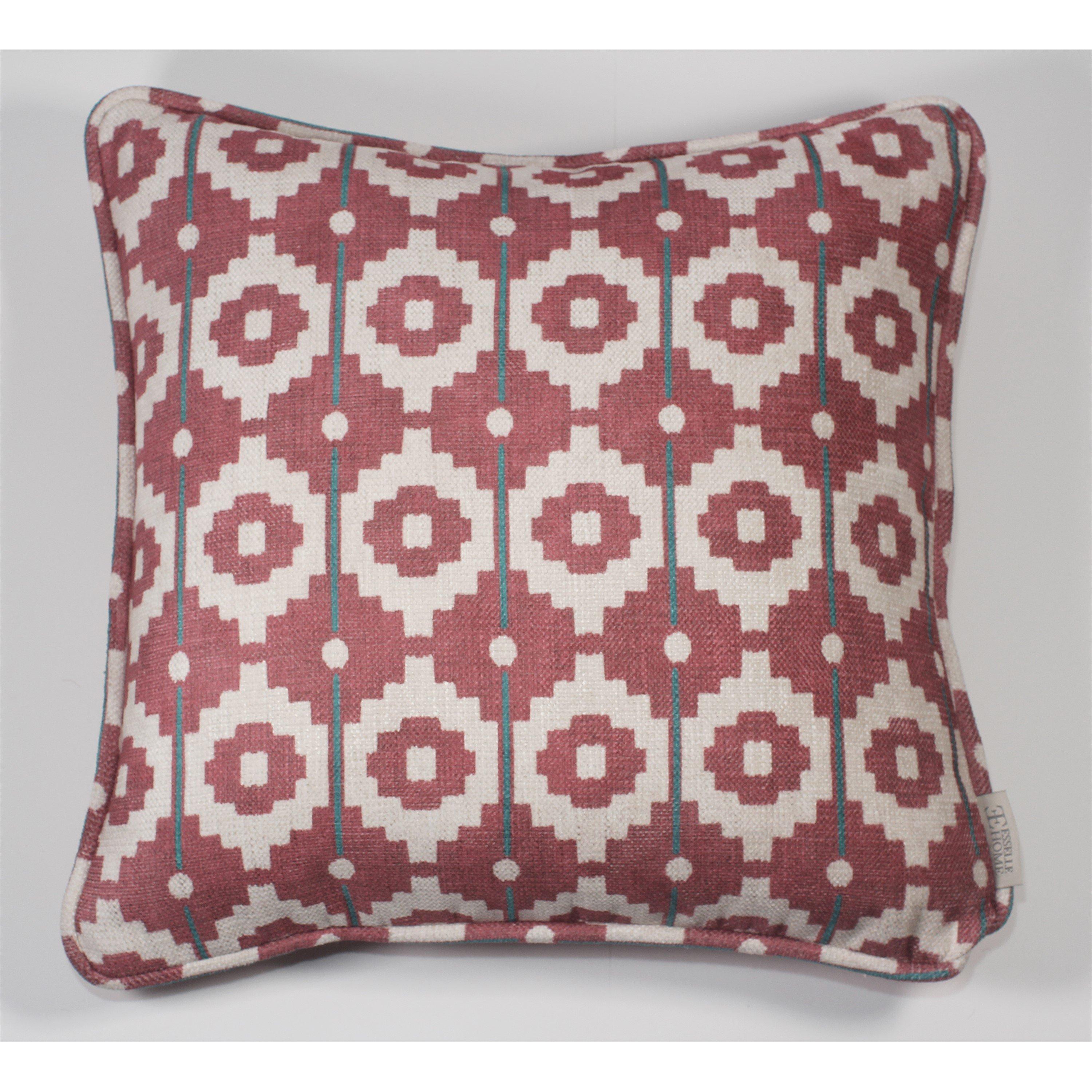 Red - Esselle - Santiago Geo Red/Teal Cushion - 1