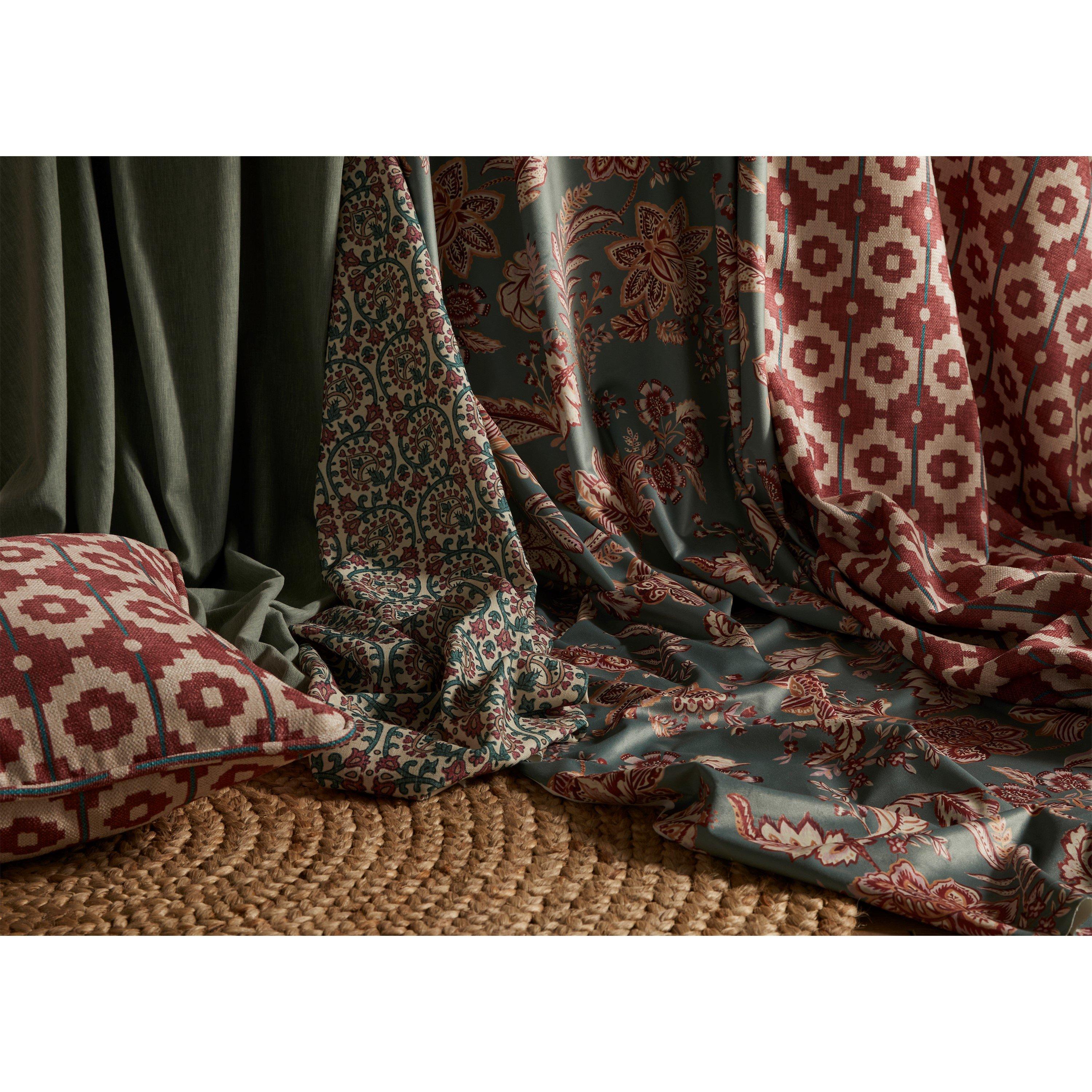 Red - Esselle - Santiago Geo Red/Teal Cushion - 2