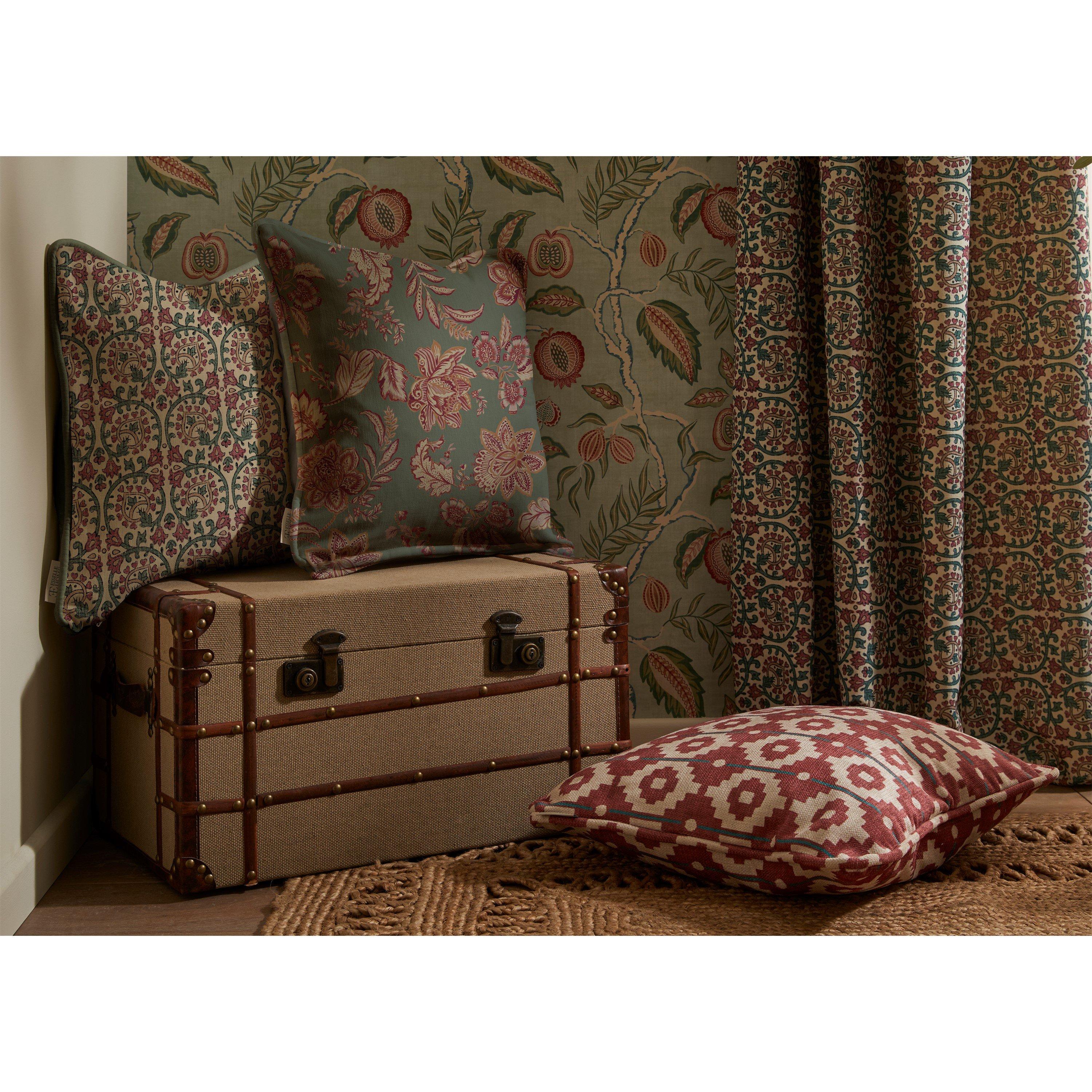 Red - Esselle - Santiago Geo Red/Teal Cushion - 3