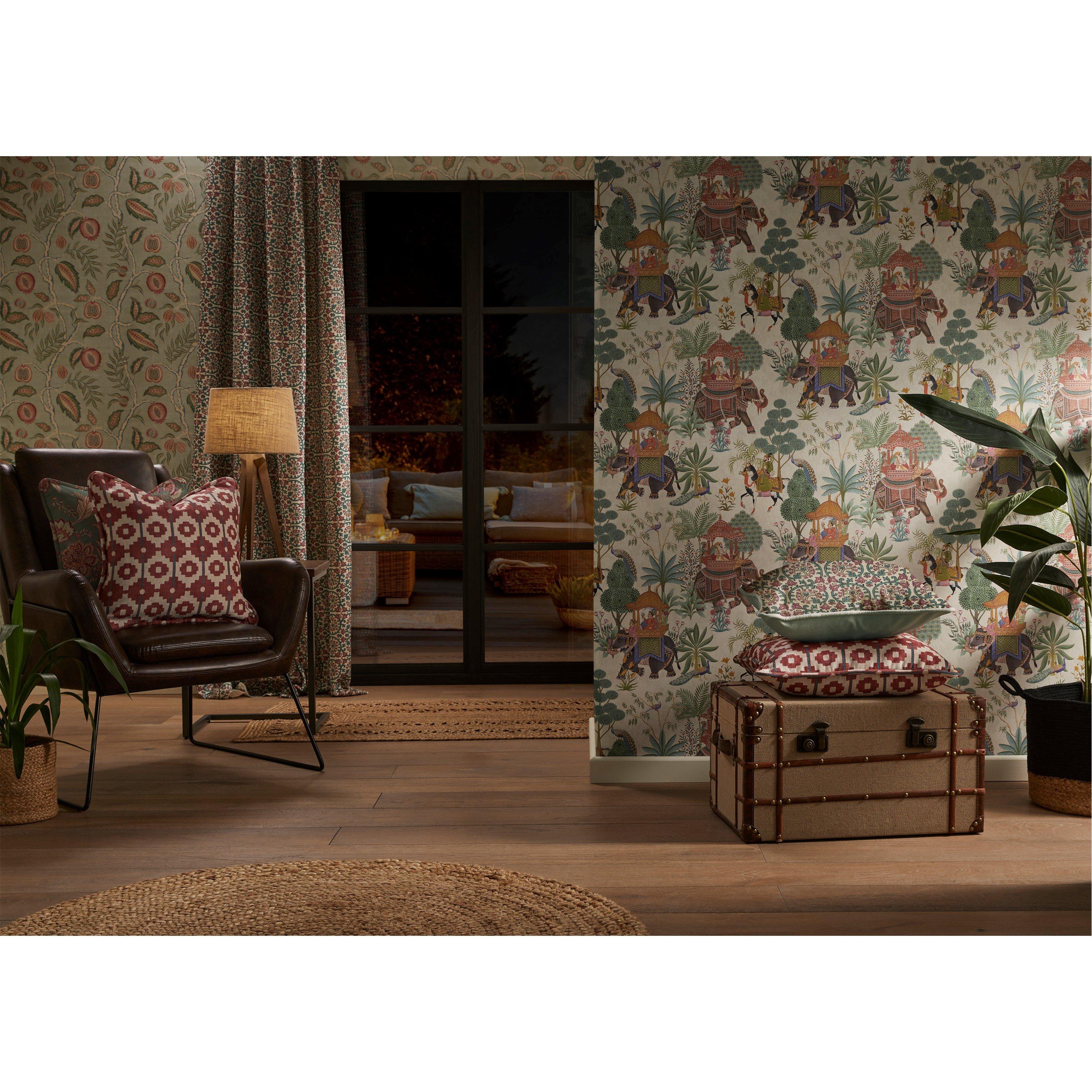 Red - Esselle - Santiago Geo Red/Teal Cushion - 4